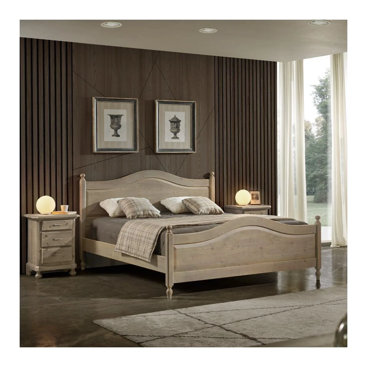 Epocantica letto matrimoniale abete massello testata classica