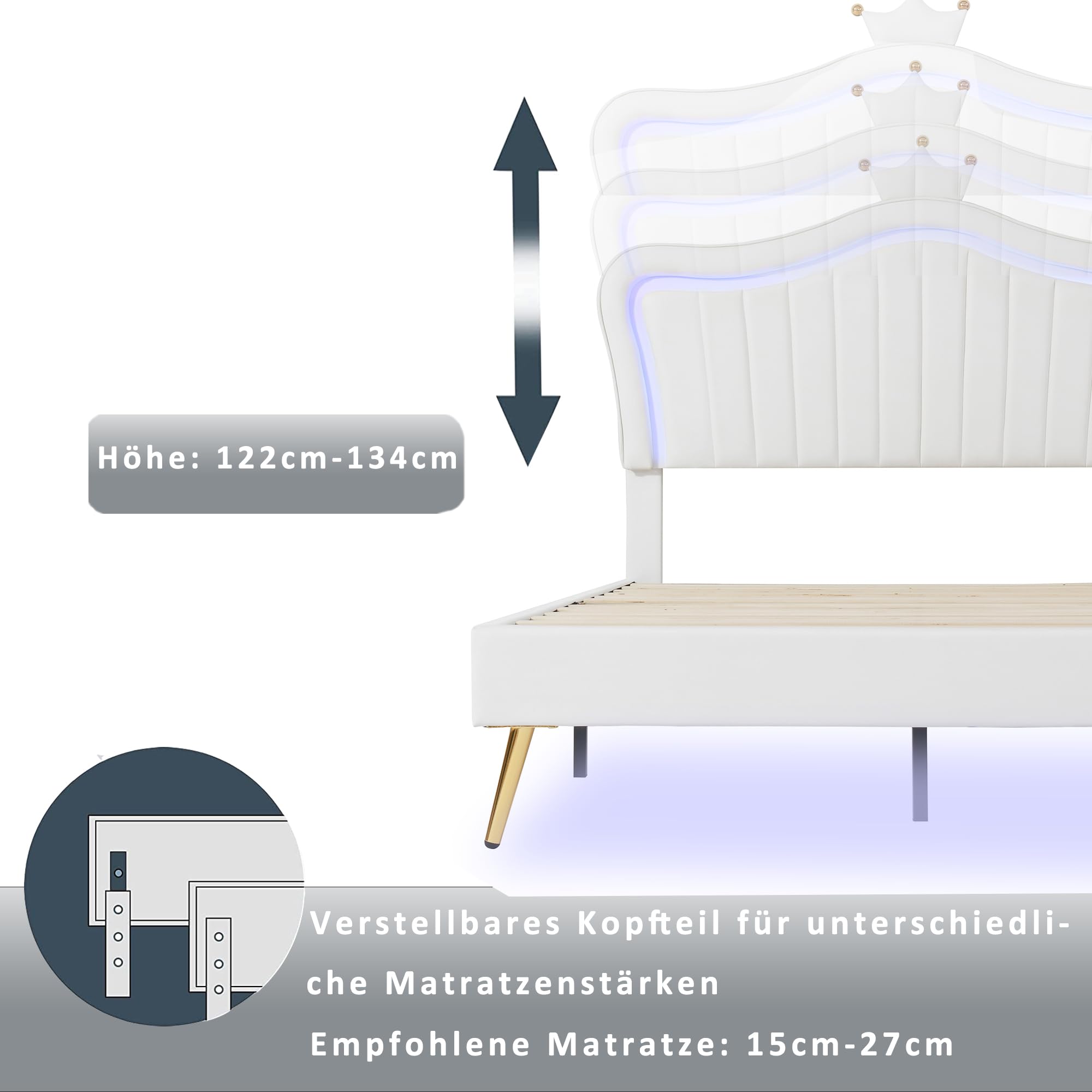 Dolamaní Lettino bambini 90x200 bianco corona conchiglia ecopelle