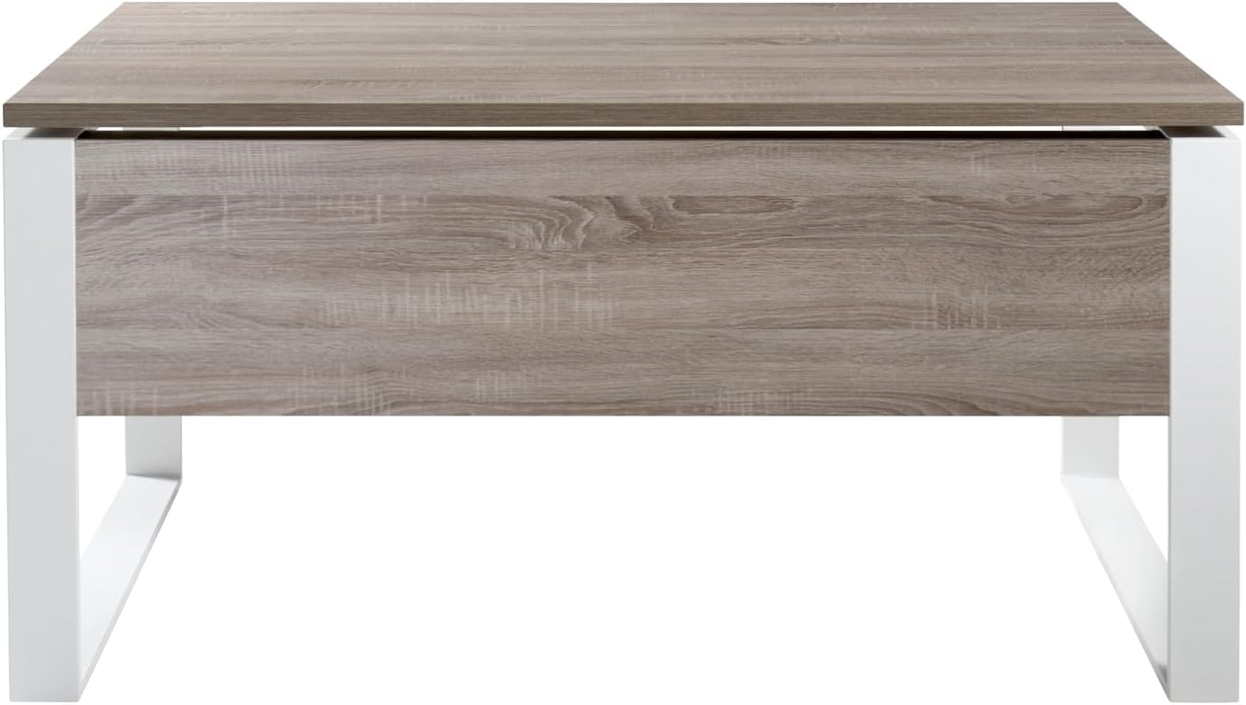 Composad Disegno Scrivania Stretta 140 B07 Rovere Sonoma Gambe Bianche