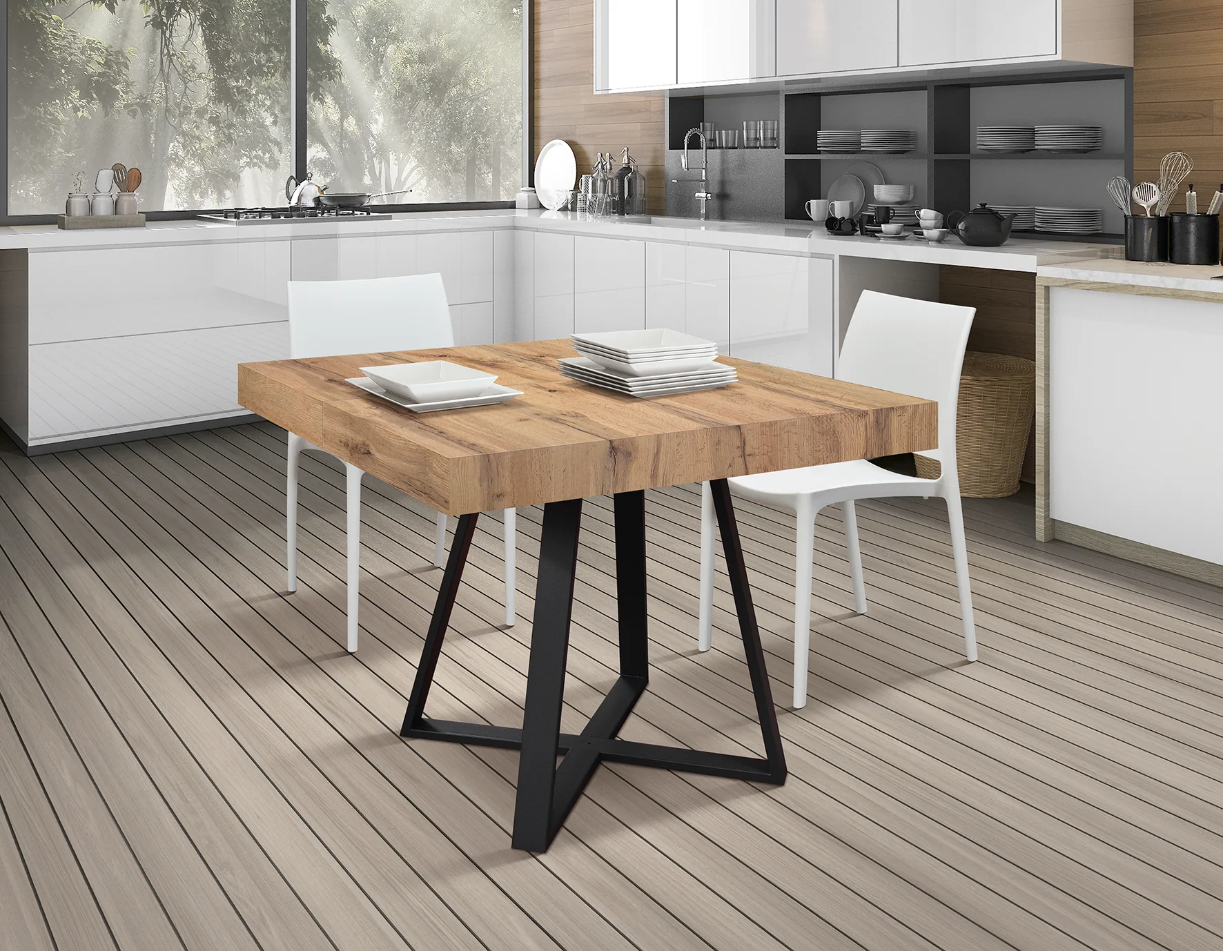 Epocantica Bruno tavolo allungabile 95-145 rovere rustico