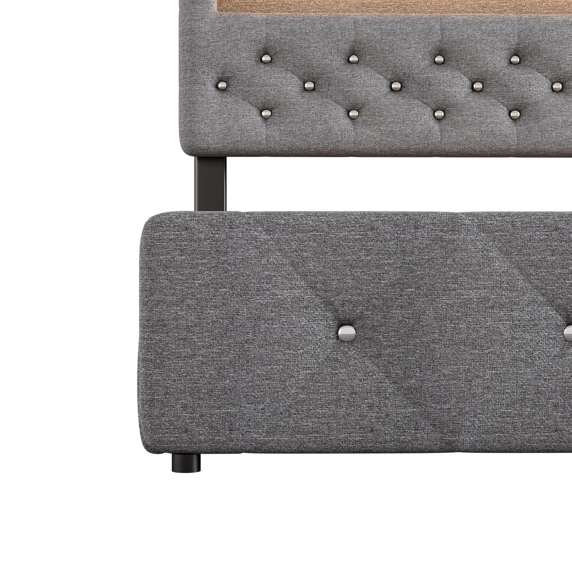Dolamaní Letto 140x200 Grigio con Estraibile 90x190 e Cassetti