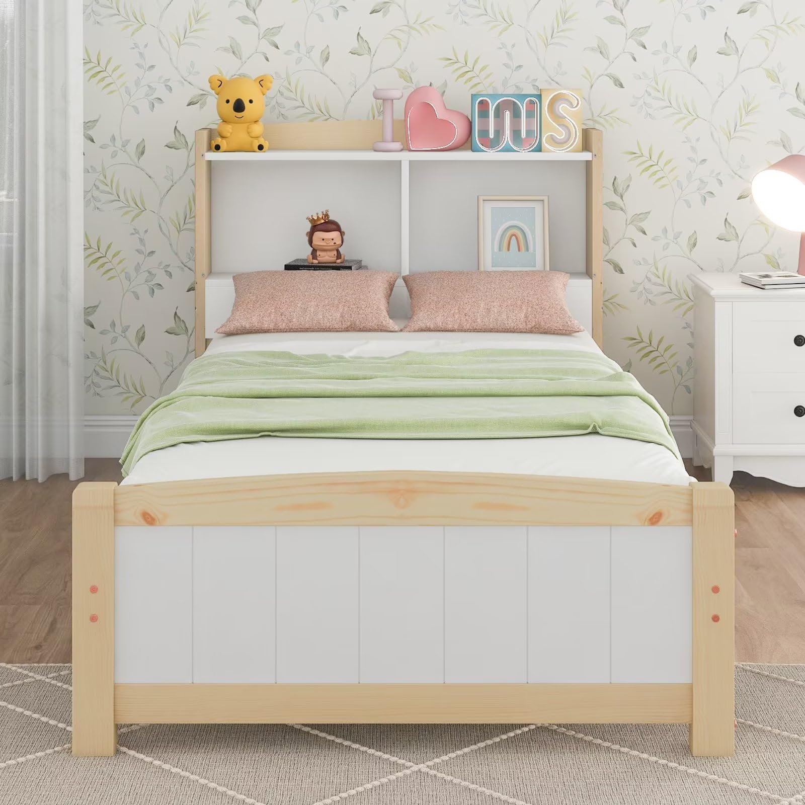 Dolamaní letto singolo 90x200 pino con testiera libreria