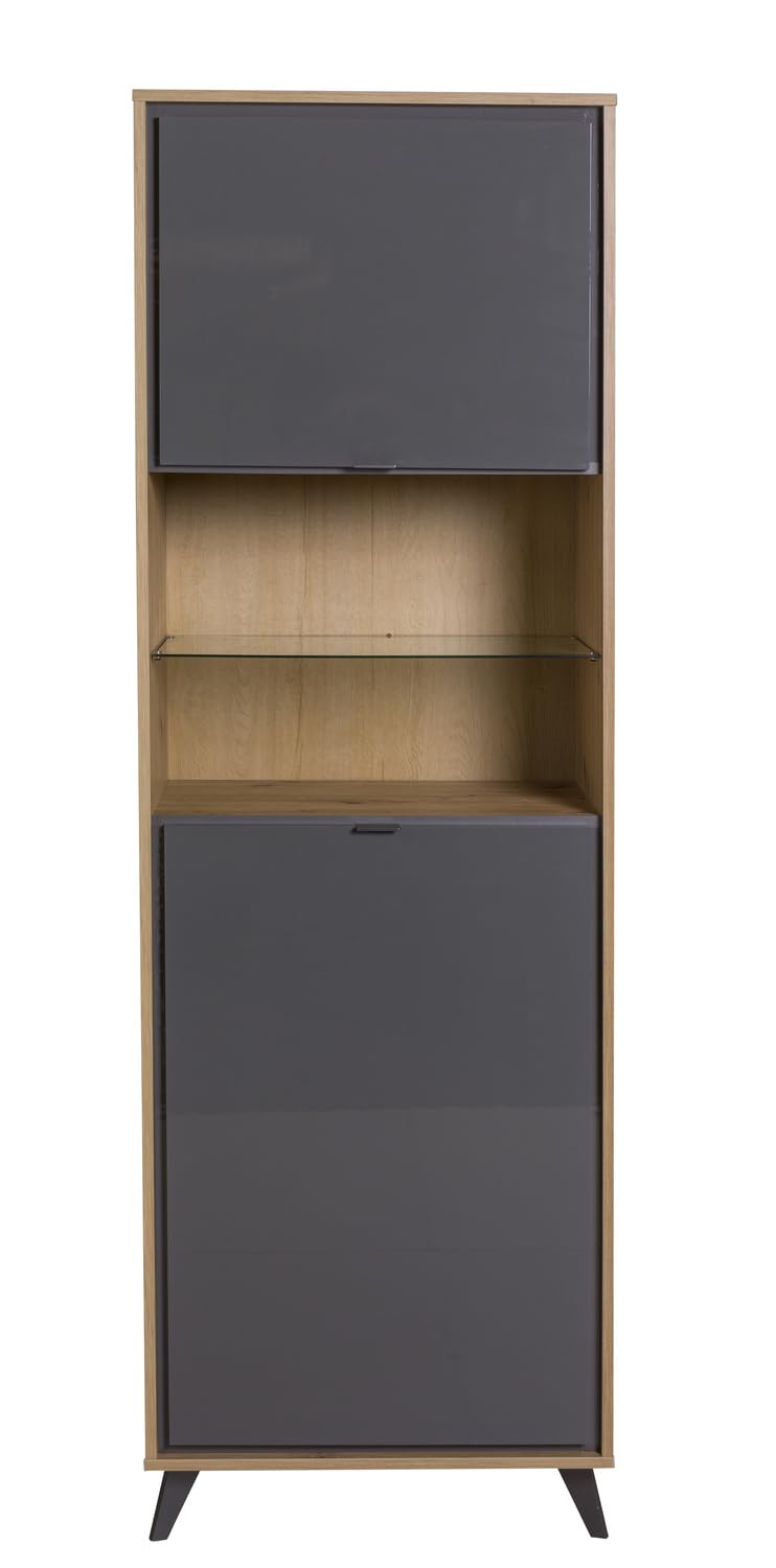 Composad Cornice mobile colonna 2 ante 2 vani rovere grigio