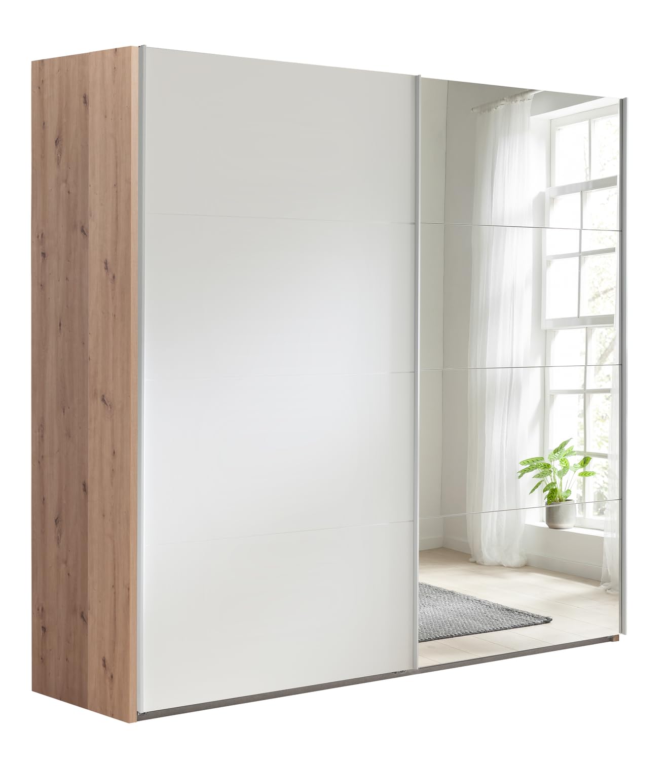Composad Systema armadio 2 ante scorrevoli 250cm specchio bianco rovere