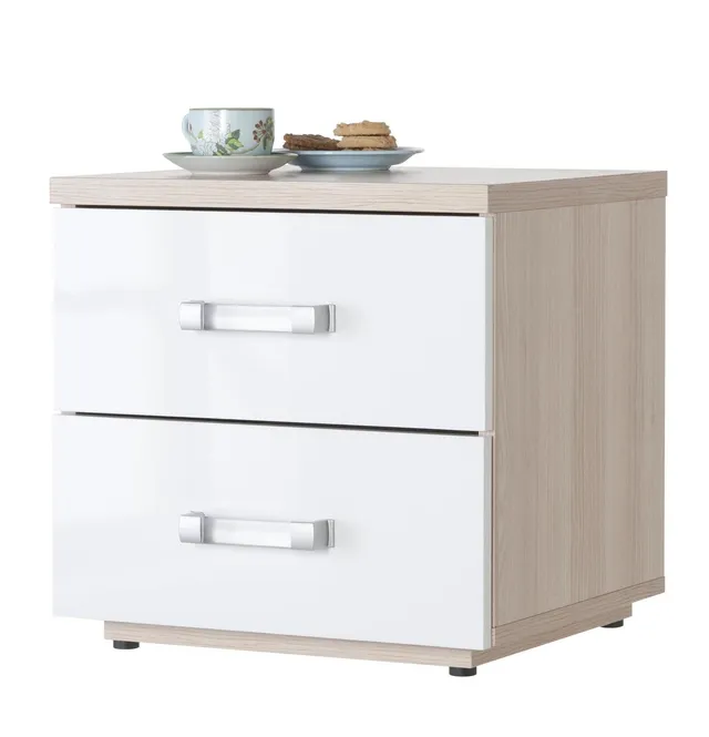 Composad Calisma Comodino 2 Cassetti Frassino Bianco
