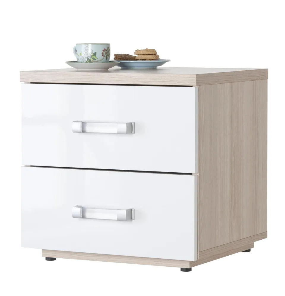 Composad Calisma Comodino 2 Cassetti Frassino Bianco