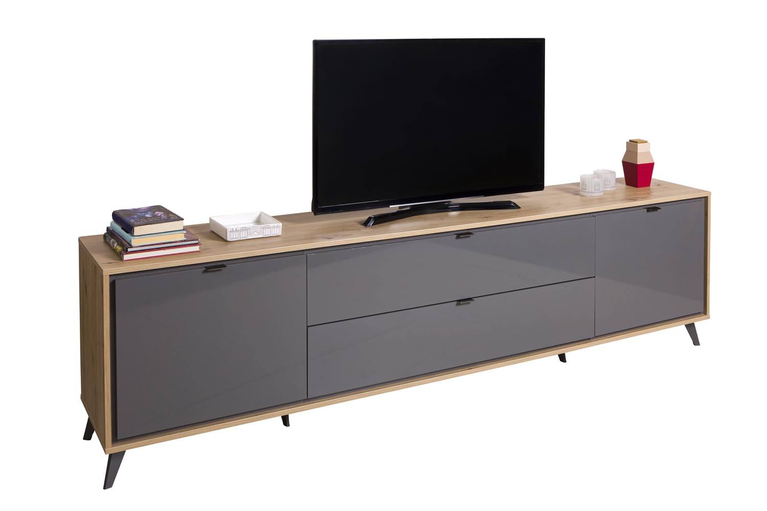COMPOSAD Cornice Mobile Porta TV 2 Ante 2 Cassetti Rovere