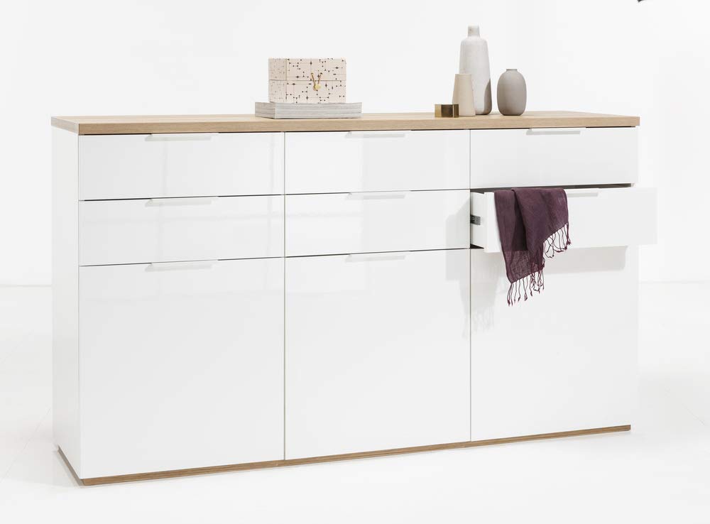 Composad Mundi Credenza 6 Cassetti 3 Ante Rovere Bianco