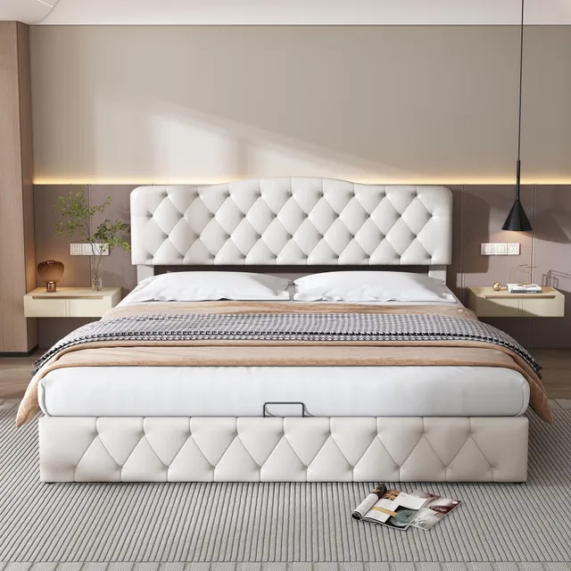 Dolamaní Letto Imbottito 180x200 Velluto Contenitore Doghe