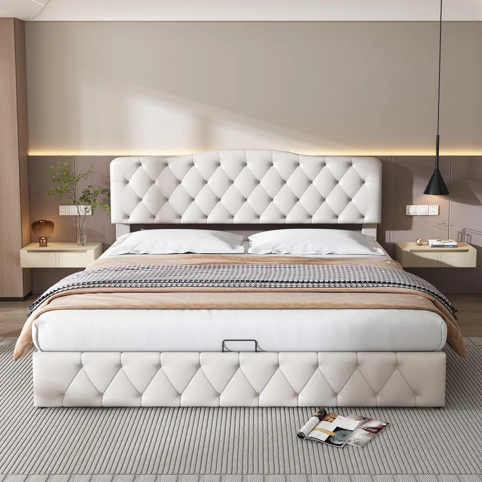 Dolamaní Letto Imbottito 180x200 Velluto Contenitore Doghe