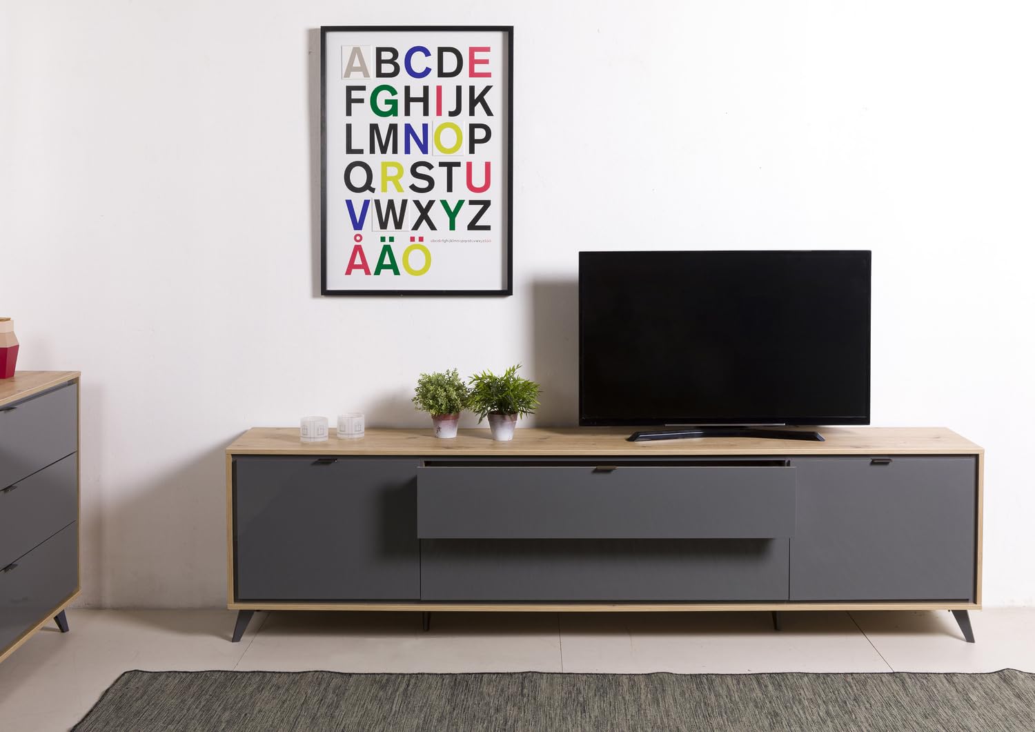 COMPOSAD Cornice Mobile Porta TV 2 Ante 2 Cassetti Rovere