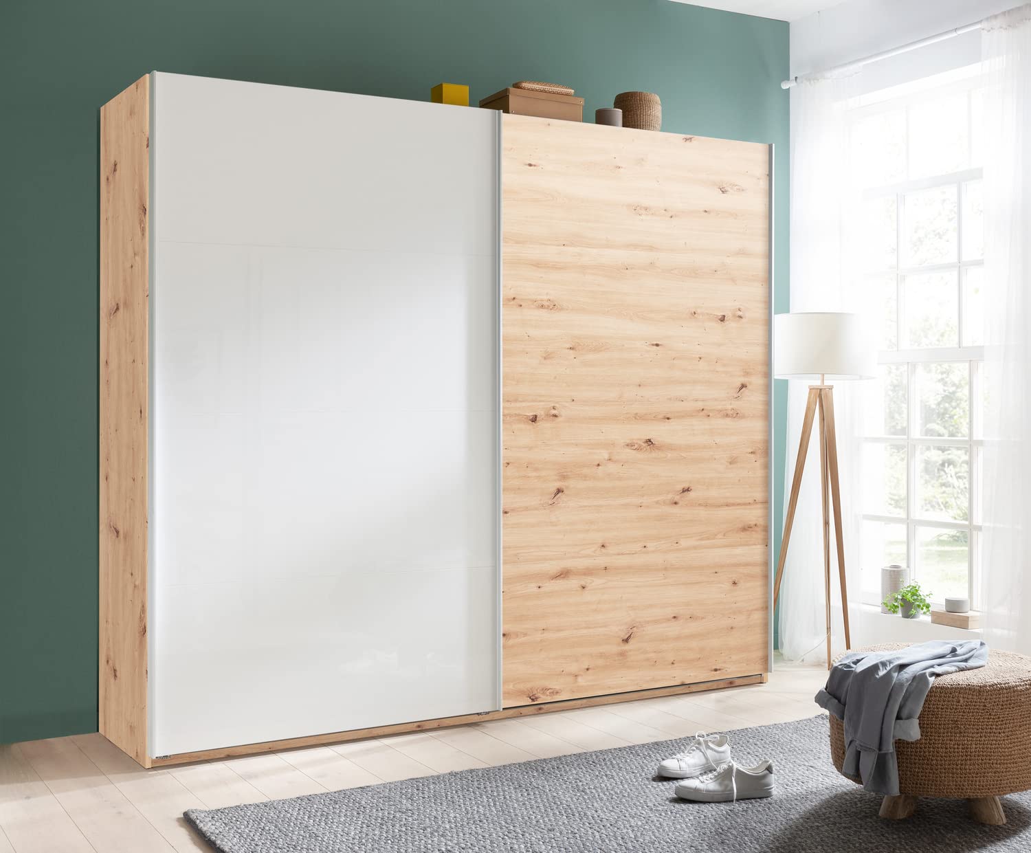 Composad Systema armadio 2 ante scorrevoli 250 cm rovere miele e bianco