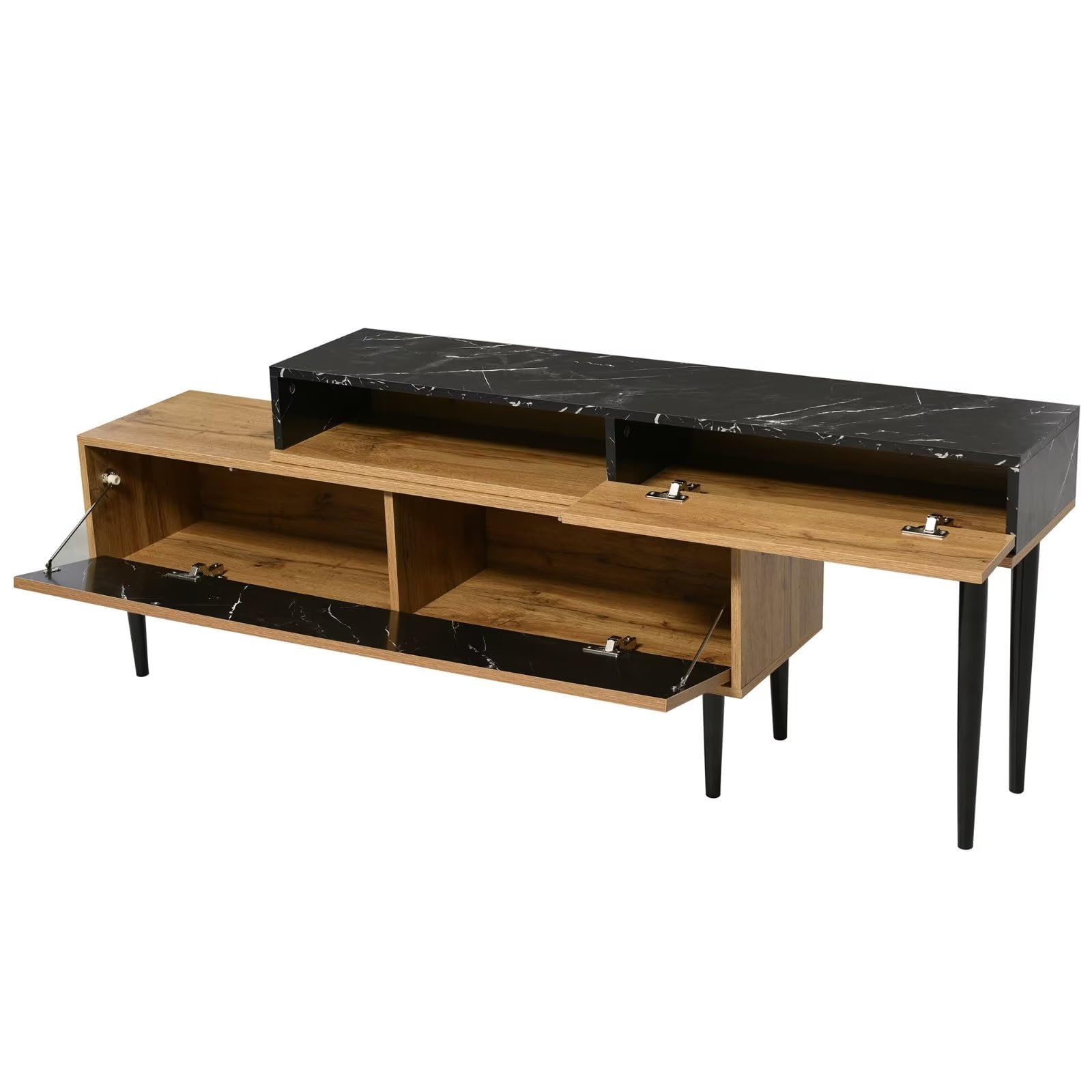 Dolamaní Mobile TV 129 cm Legno Scuro Effetto Marmo Ferro