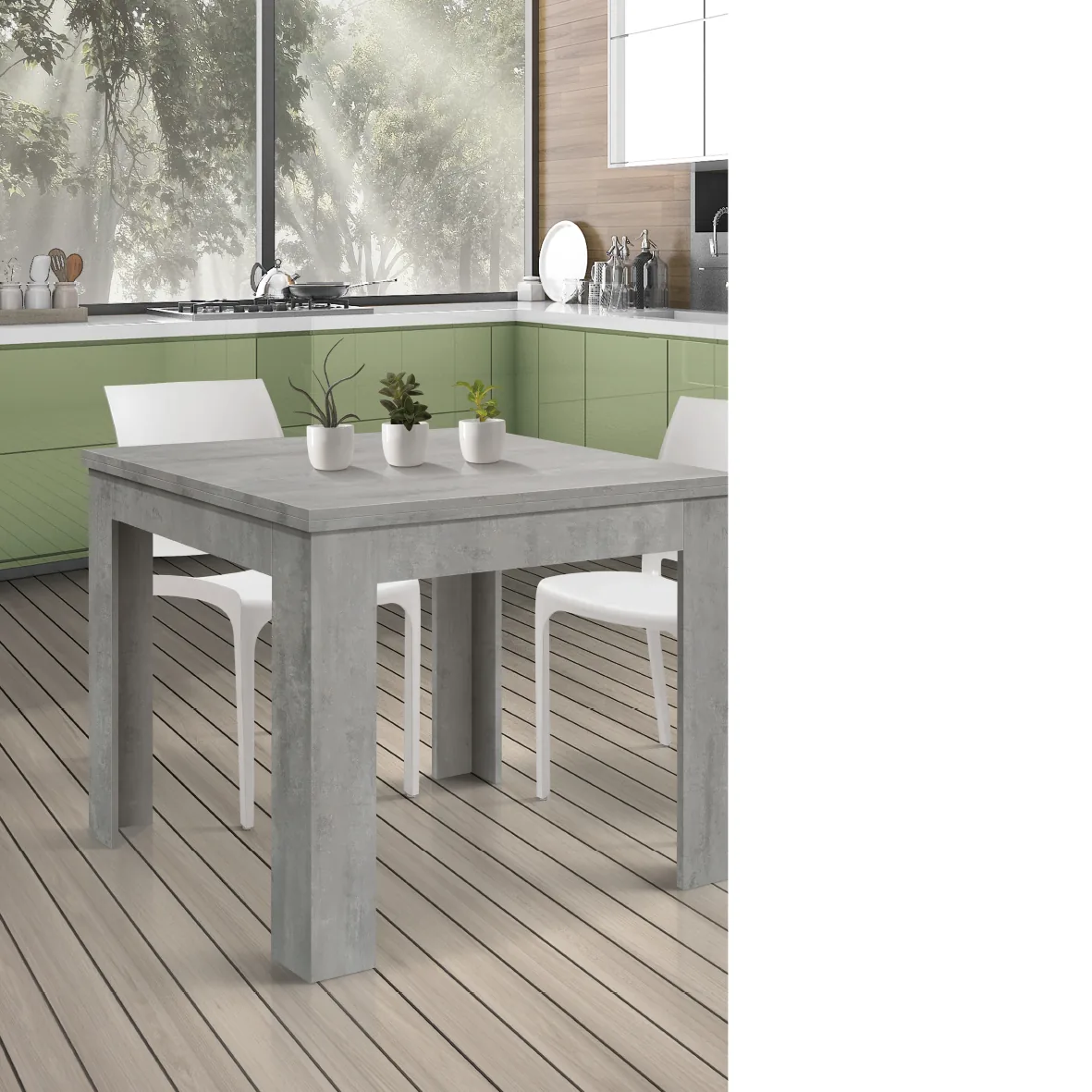Epocantica Tavolo Allungabile Isabel 90x180 Grigio Cemento
