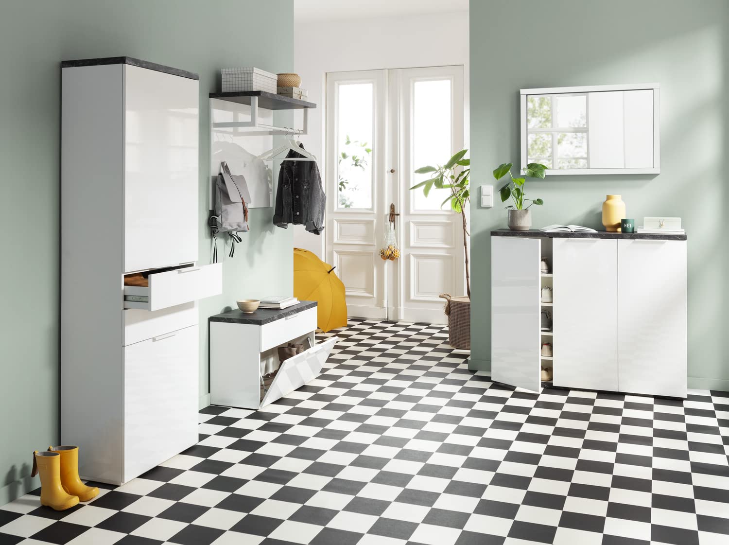 Composad Mundi scarpiera marmo zebra bianco 120x102x35 3 ante