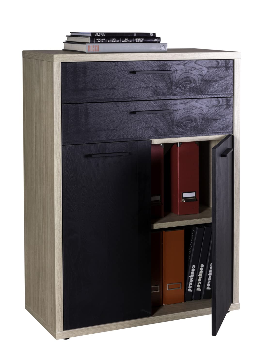 Composad Davinci 2 ante 2 cassetti mobile rovere nero 81,6 cm