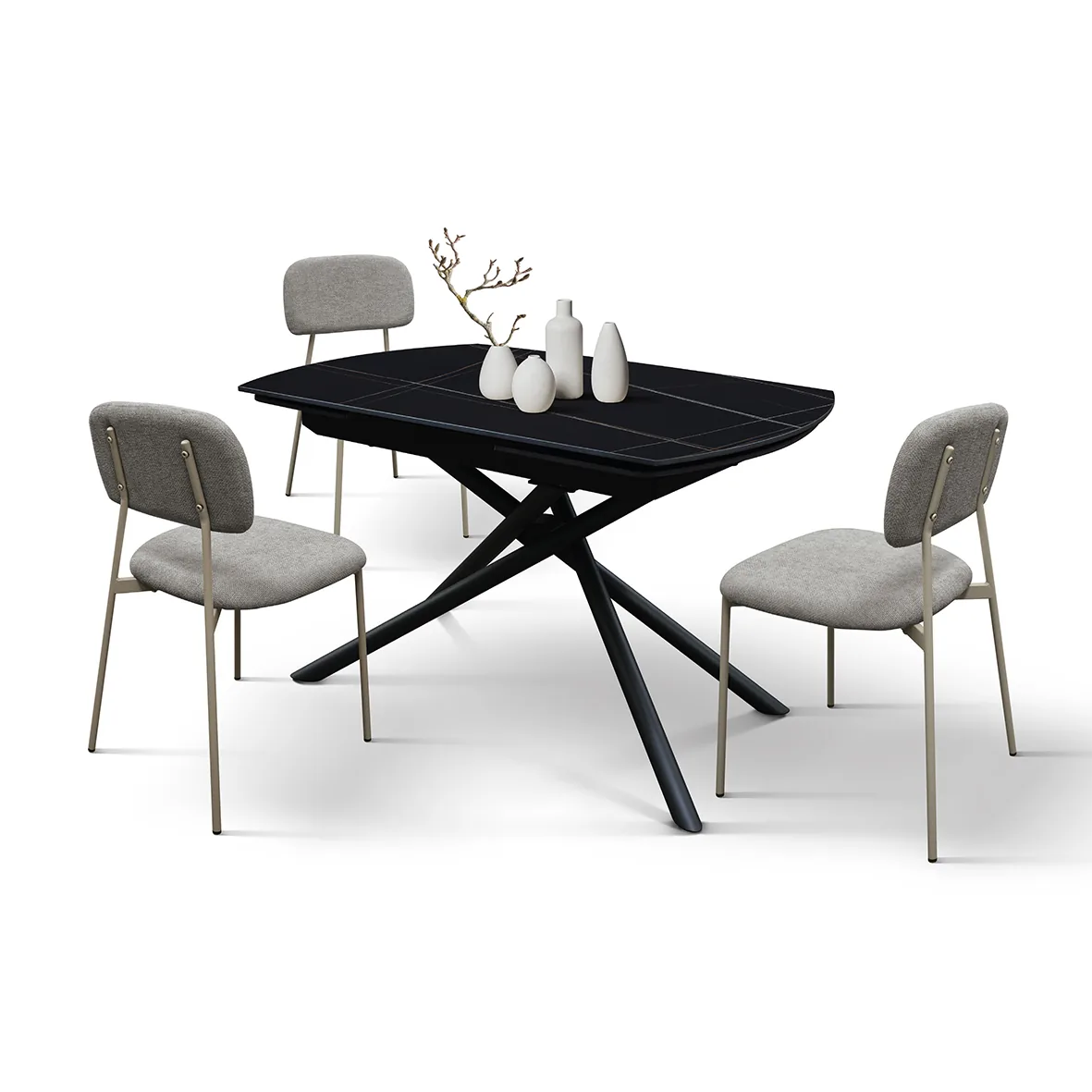 Epocantica Nero Sahara tavolo allungabile ceramica base croce