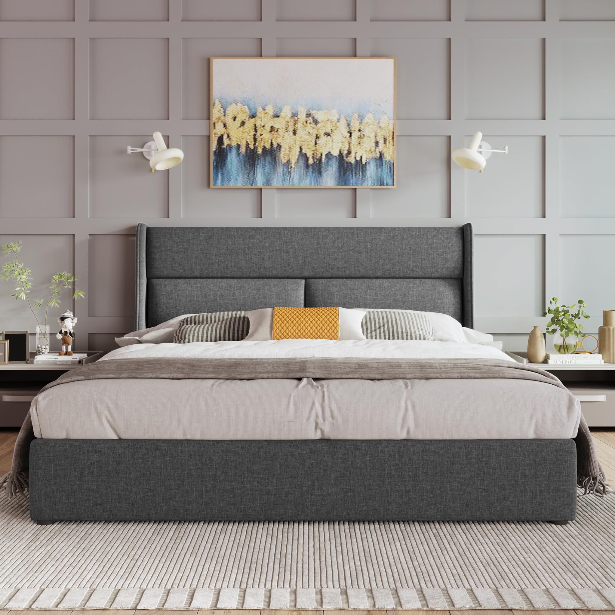 Dolamaní letto matrimoniale contenitore 160x200 grigio lino
