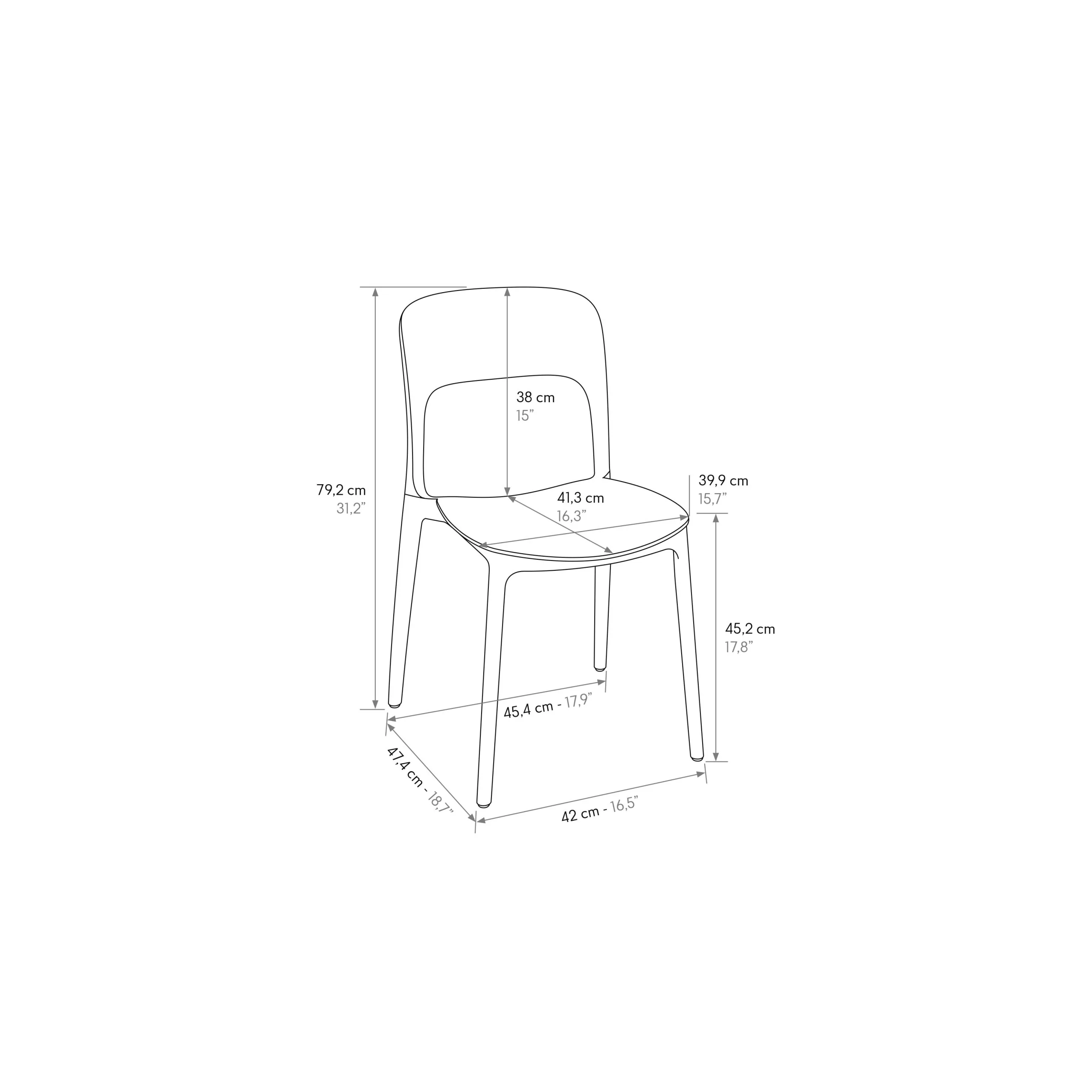 Epocantica Luana set 4 sedie impilabili cucina