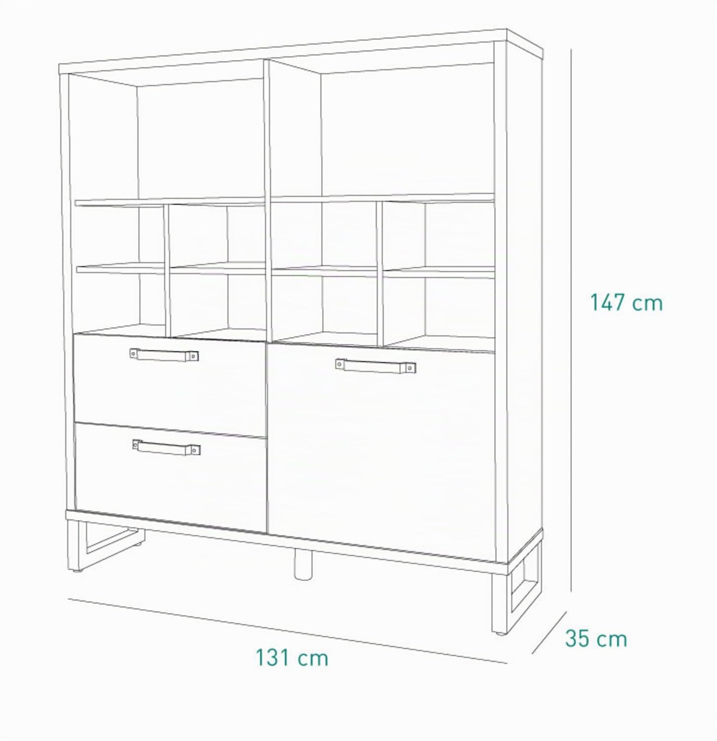 Composad LaFabrica Libreria 2 Cassetti 1 Anta Rovere Grigio Industrial