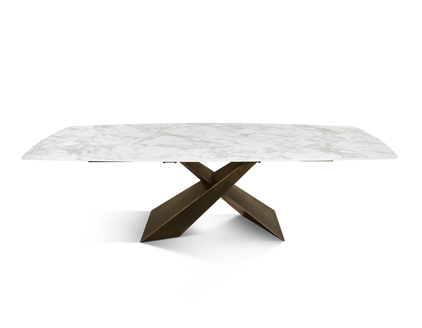 Epocantica Tavolo Ovale allungabile ceramica bianco statuario bronzo