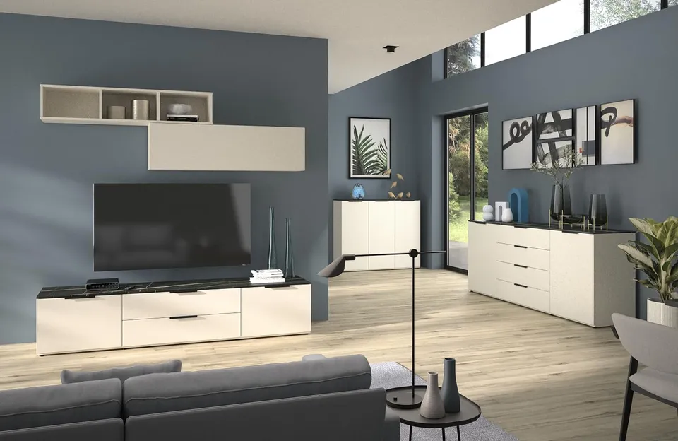 Composad Brina soggiorno completo 5 mobili grigio cashmere