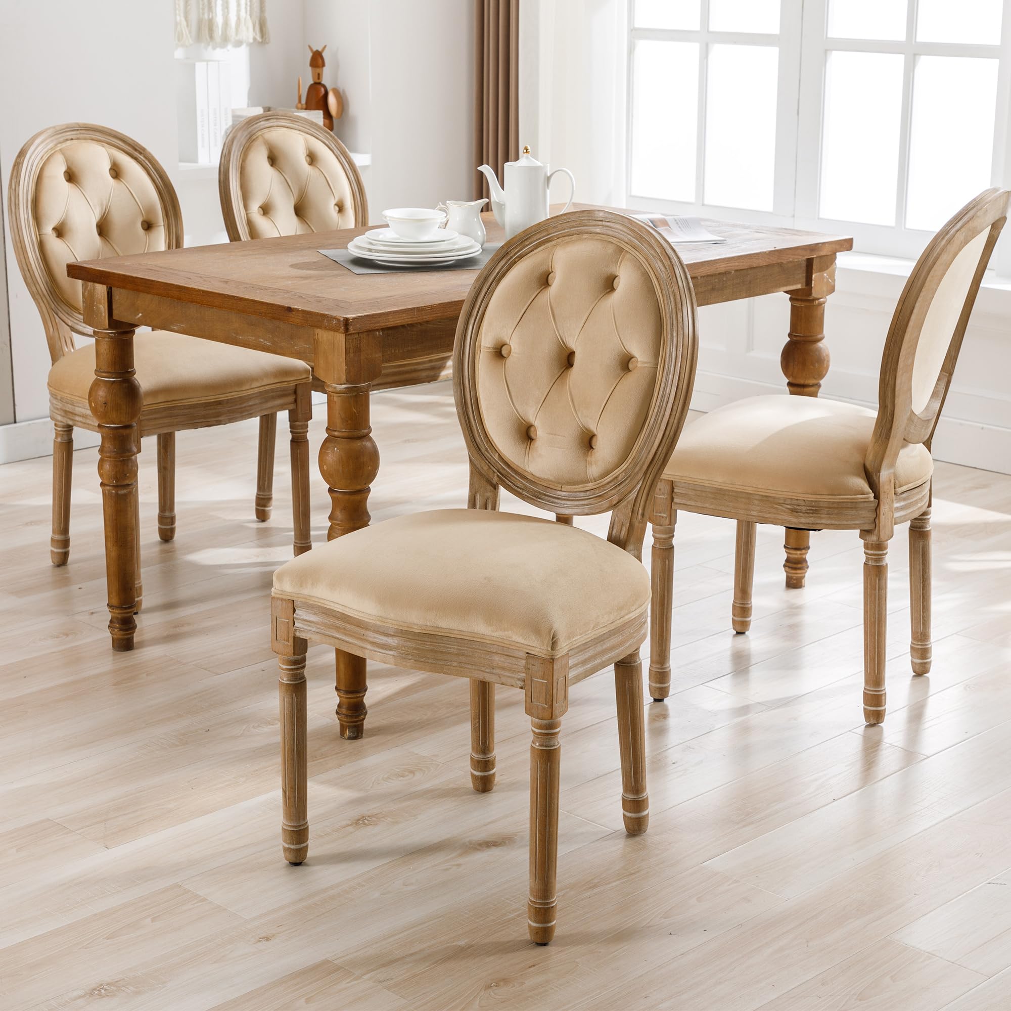 Dolamaní sedie da pranzo rattan beige set 4 stile francese