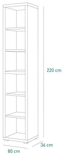 Composad Stampa Libreria Colonna 5 Ripiani Rovere 44 cm