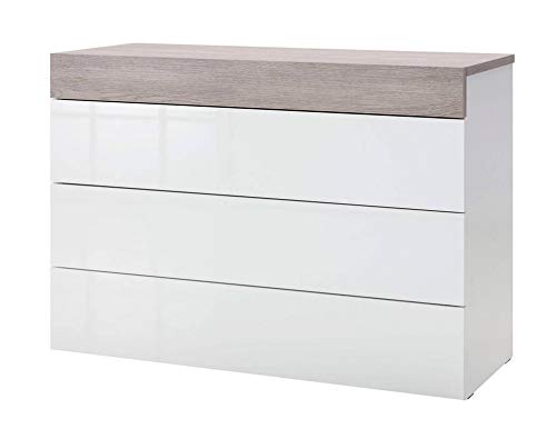 Composad Gelosia Cassettiera 4 Cassetti Bianco Rovere 120x85 cm
