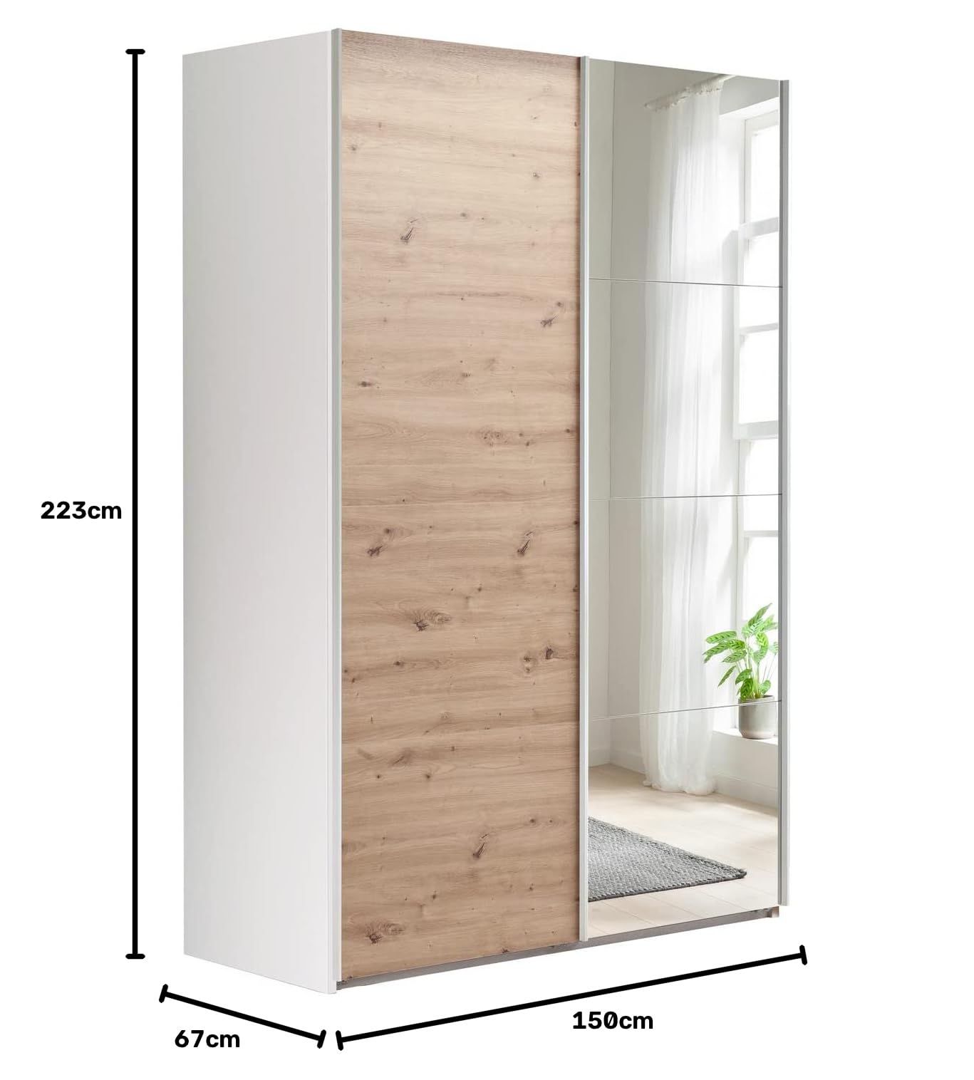 Composad Systema 150x223x67 armadio 2 ante scorrevoli specchio bianco rovere