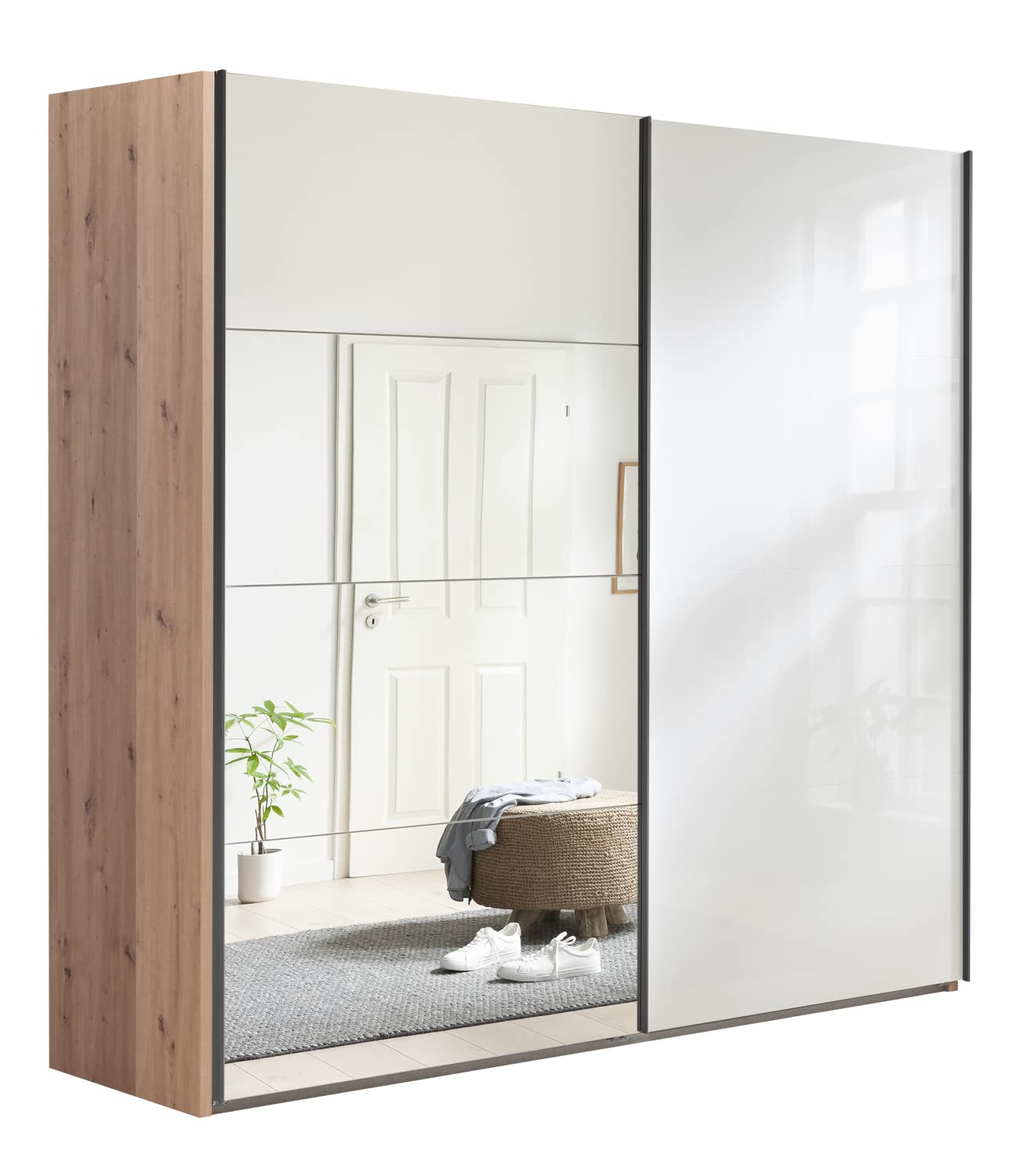 Composad Systema Armadio 2 Ante Scorrevoli Specchio 250 Rovere Miele