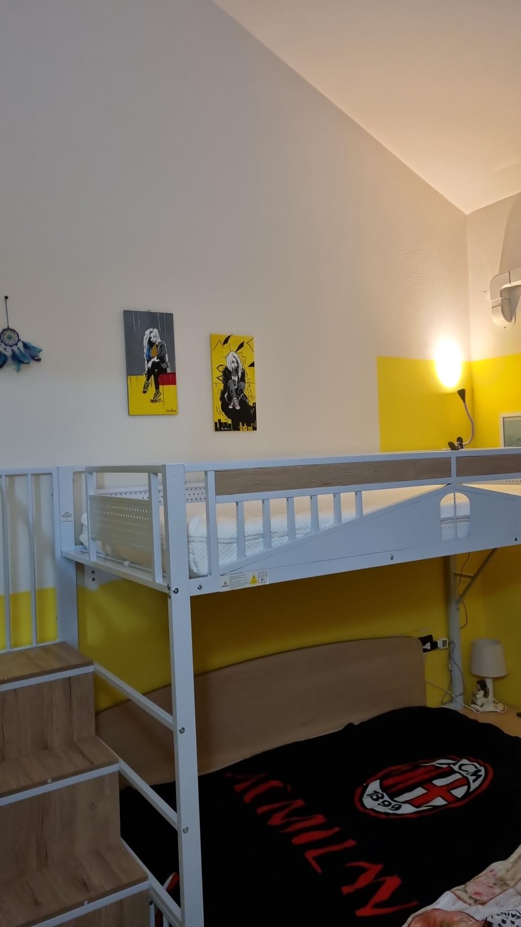 Dolamani Bianco B Letto a Soppalco Metallo 90x200 cm