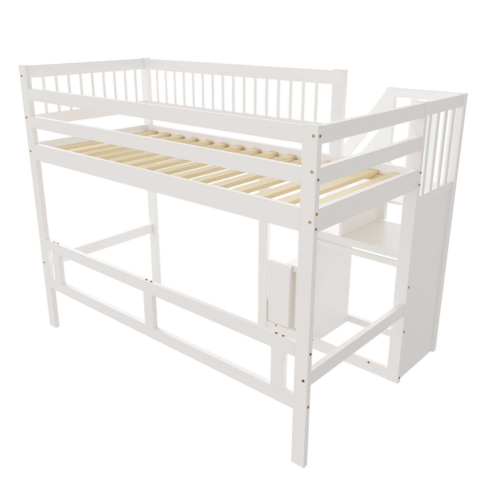 Dolamaní Letto a soppalco 90x200 bianco con scala