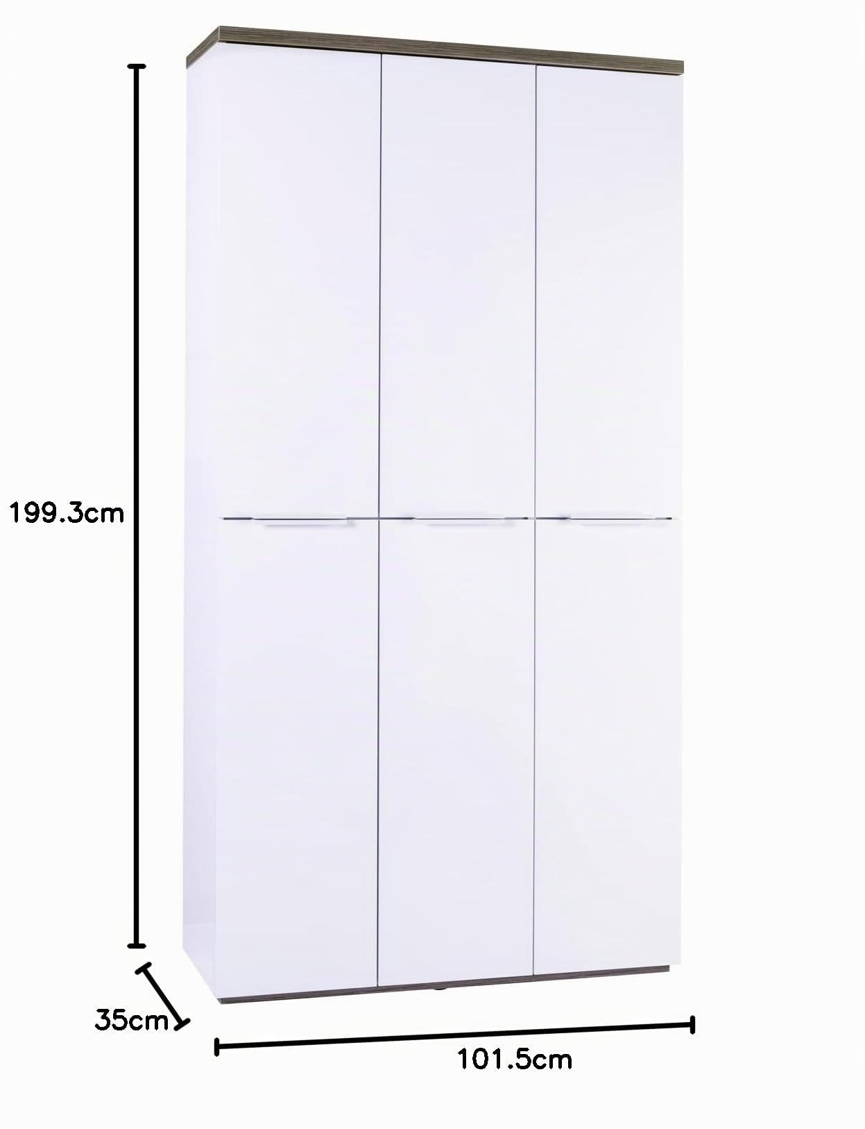Composad Mundi Armadio 6 Ante Rovere Bianco Ripiani