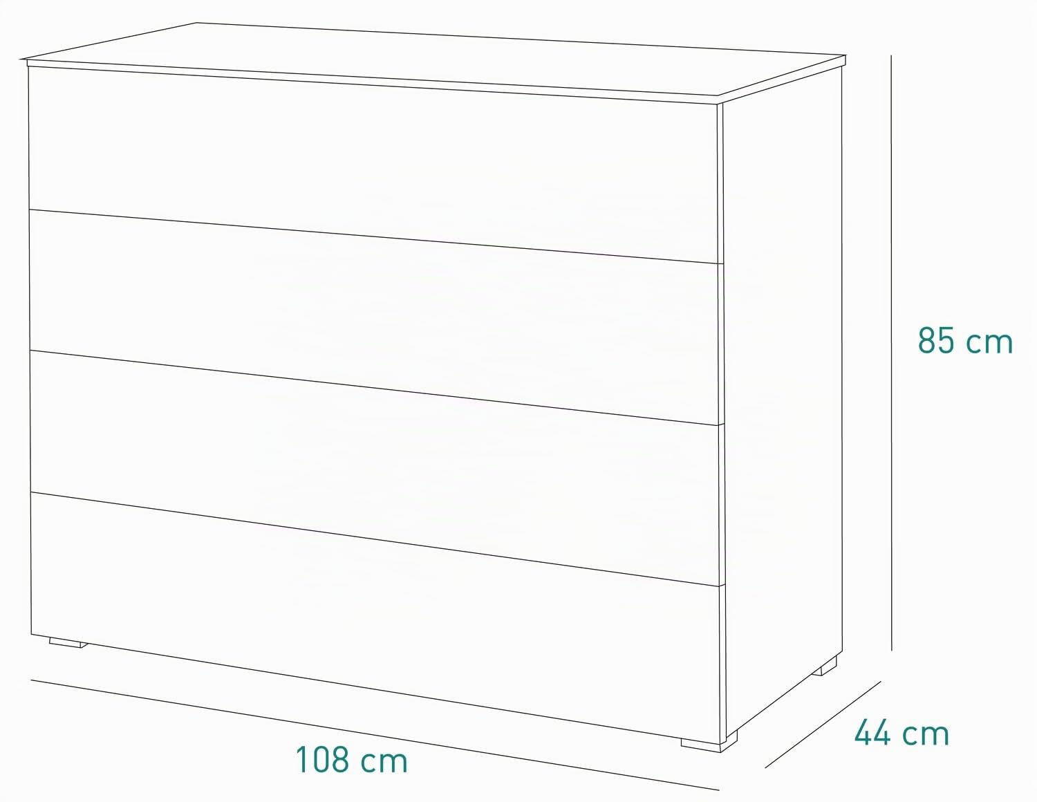 Composad Privilegio Cassettiera 4 Cassetti Bianco 108x85 cm