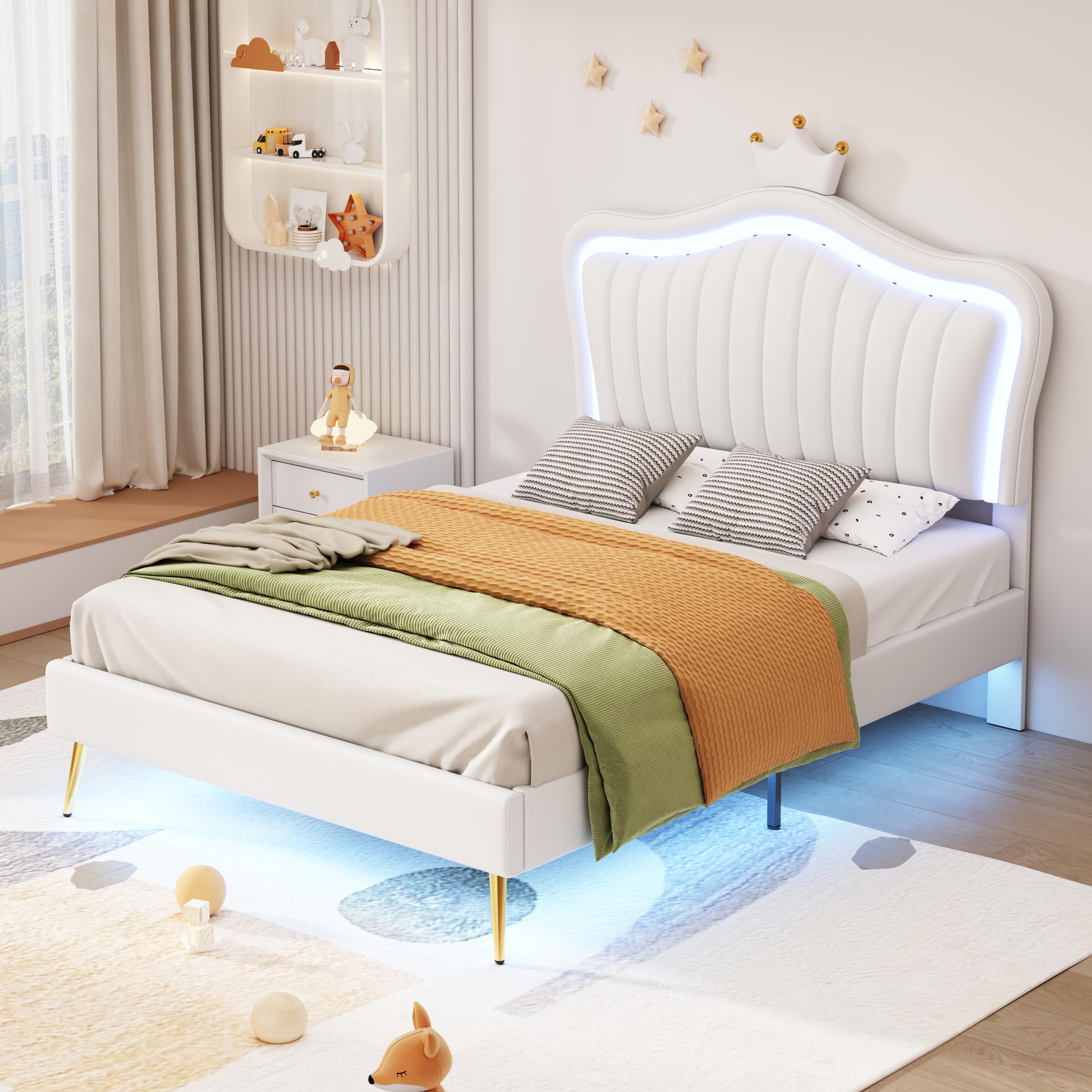 Dolamaní Lettino bambini 90x200 bianco corona conchiglia ecopelle