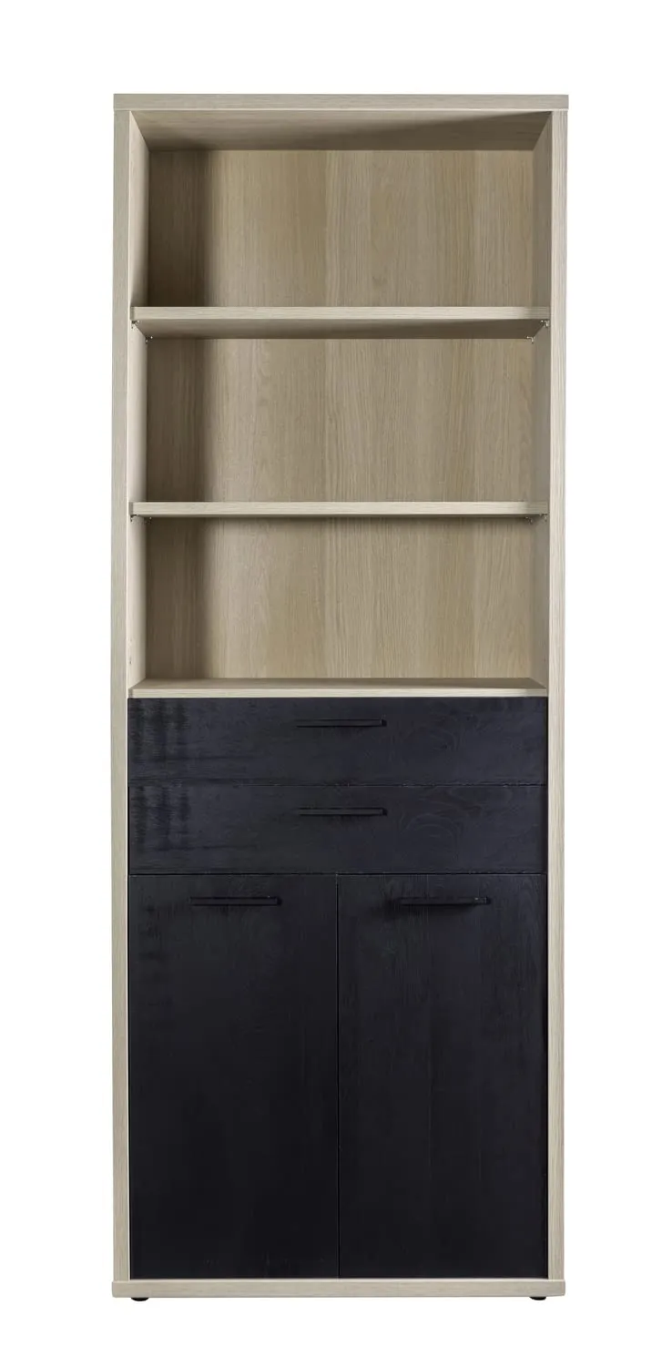 Composad Davinci Libreria 2 Ante 2 Cassetti 3 Vani Rovere Nero