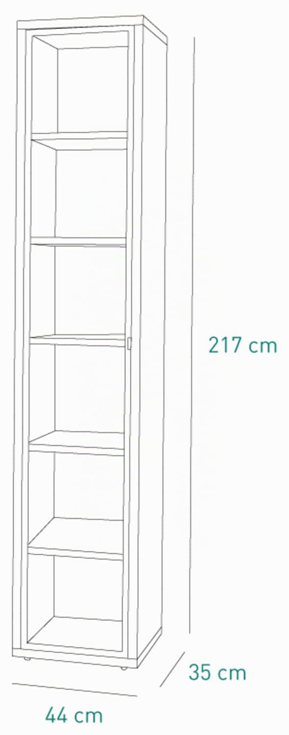 Composad Disegno anta vetro libreria alta grigio cemento 44 cm
