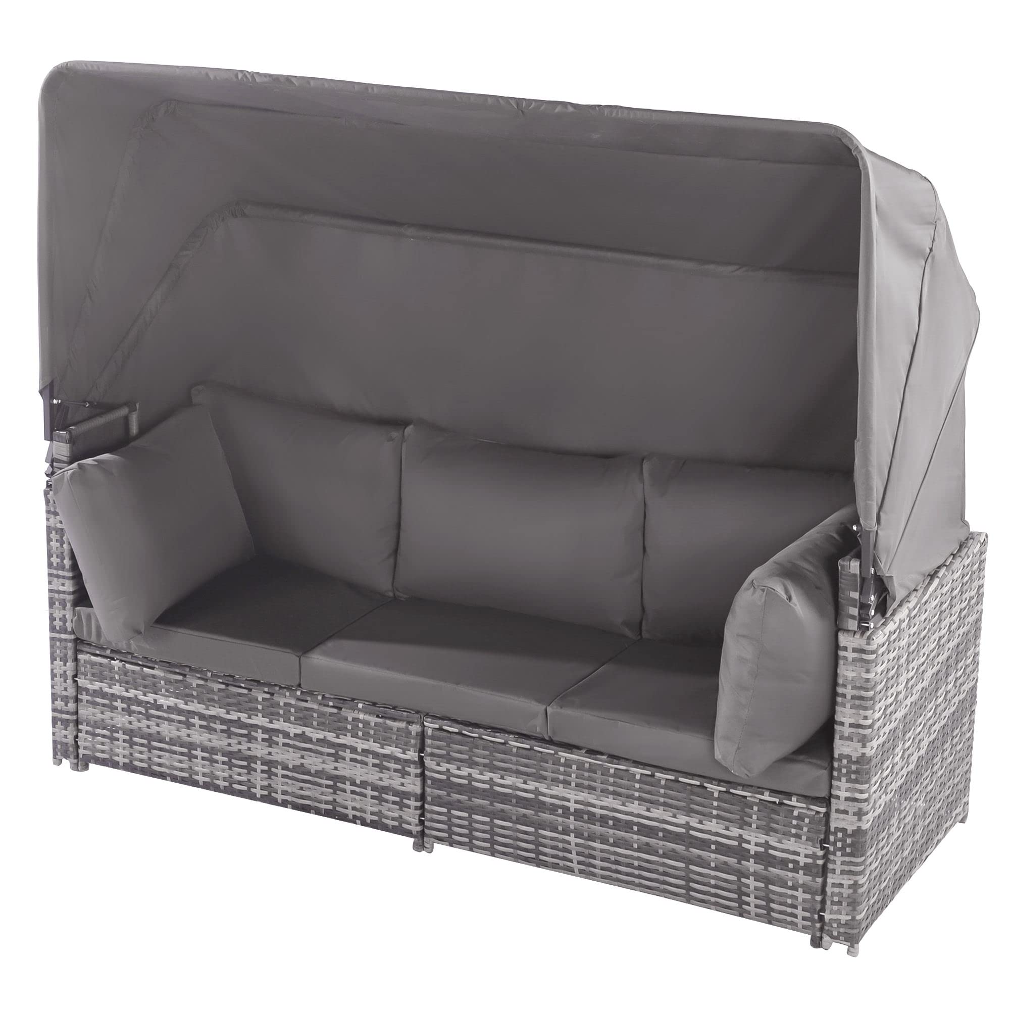 Dolamaní set salotto giardino rattan grigio con baldacchino