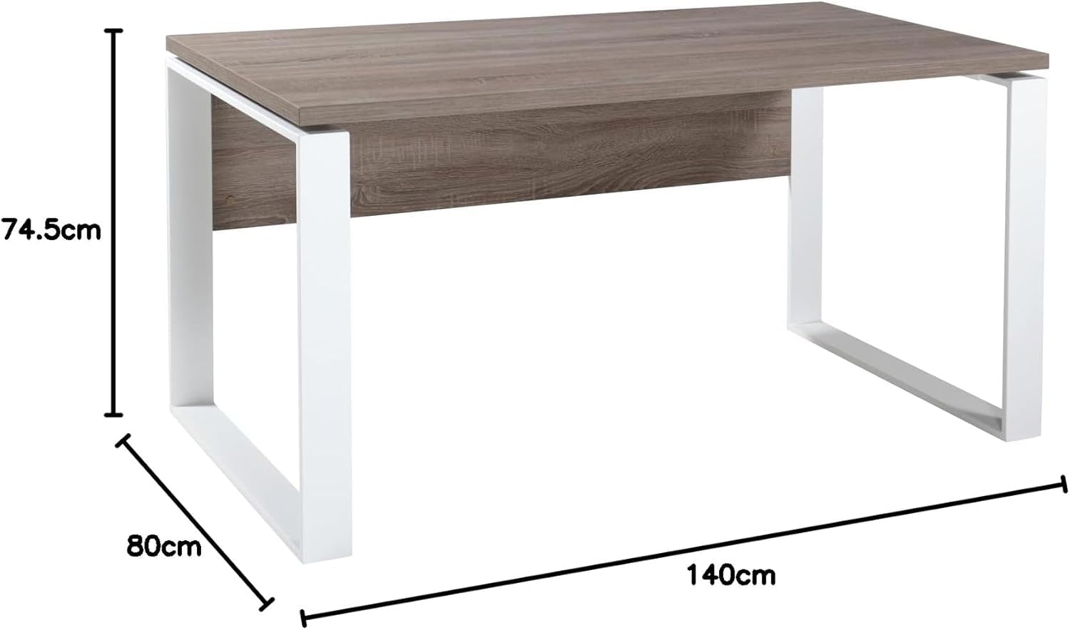Composad Disegno Scrivania Stretta 140 B07 Rovere Sonoma Gambe Bianche