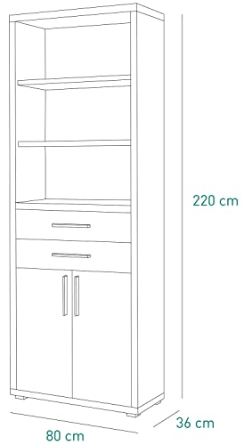 Composad Stampa libreria alta 2 ante 2 cassetti rovere