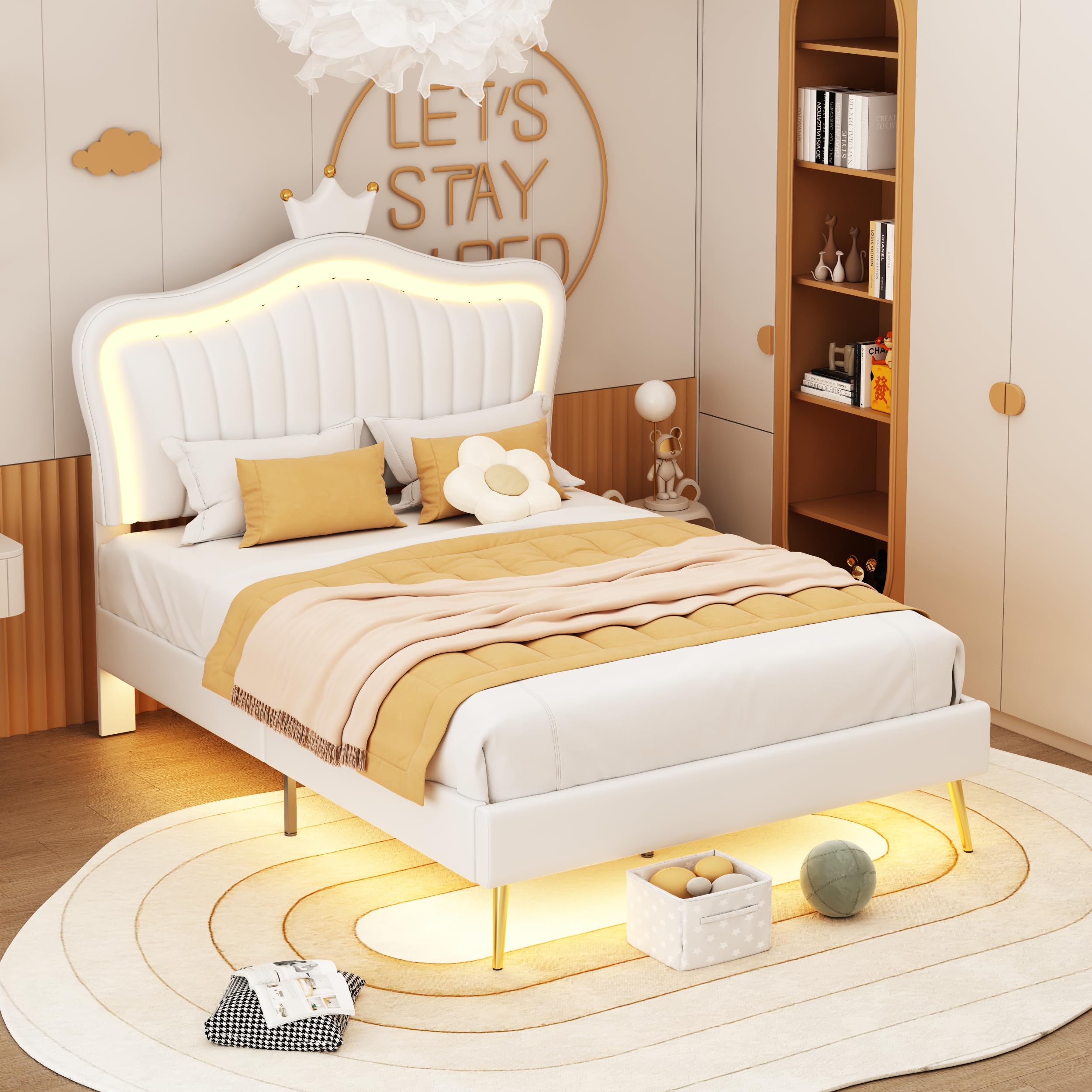 Dolamaní Lettino bambini 90x200 bianco corona conchiglia ecopelle