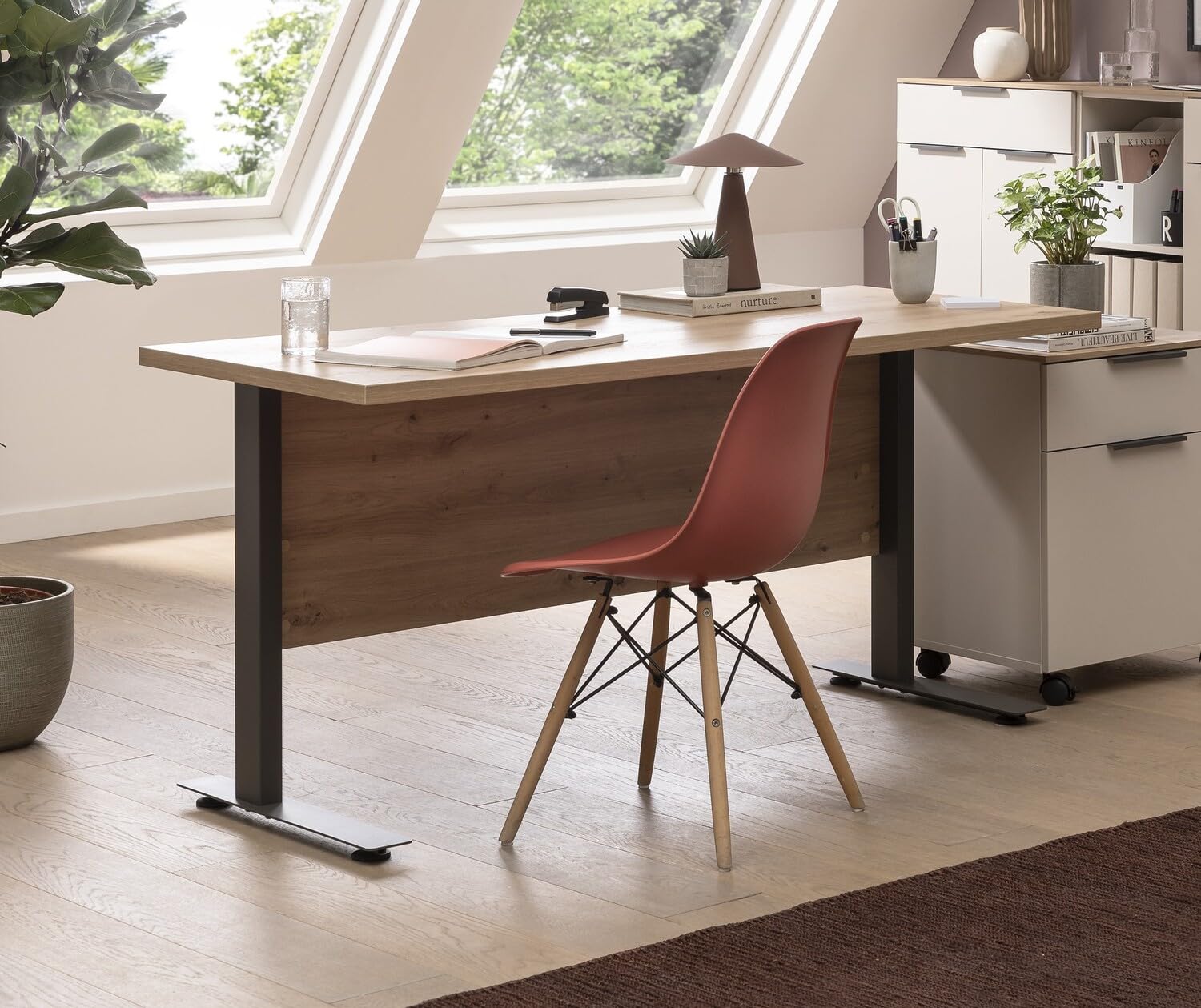Composad Pronto Gambe Metallo scrivania ufficio 150 cm rovere