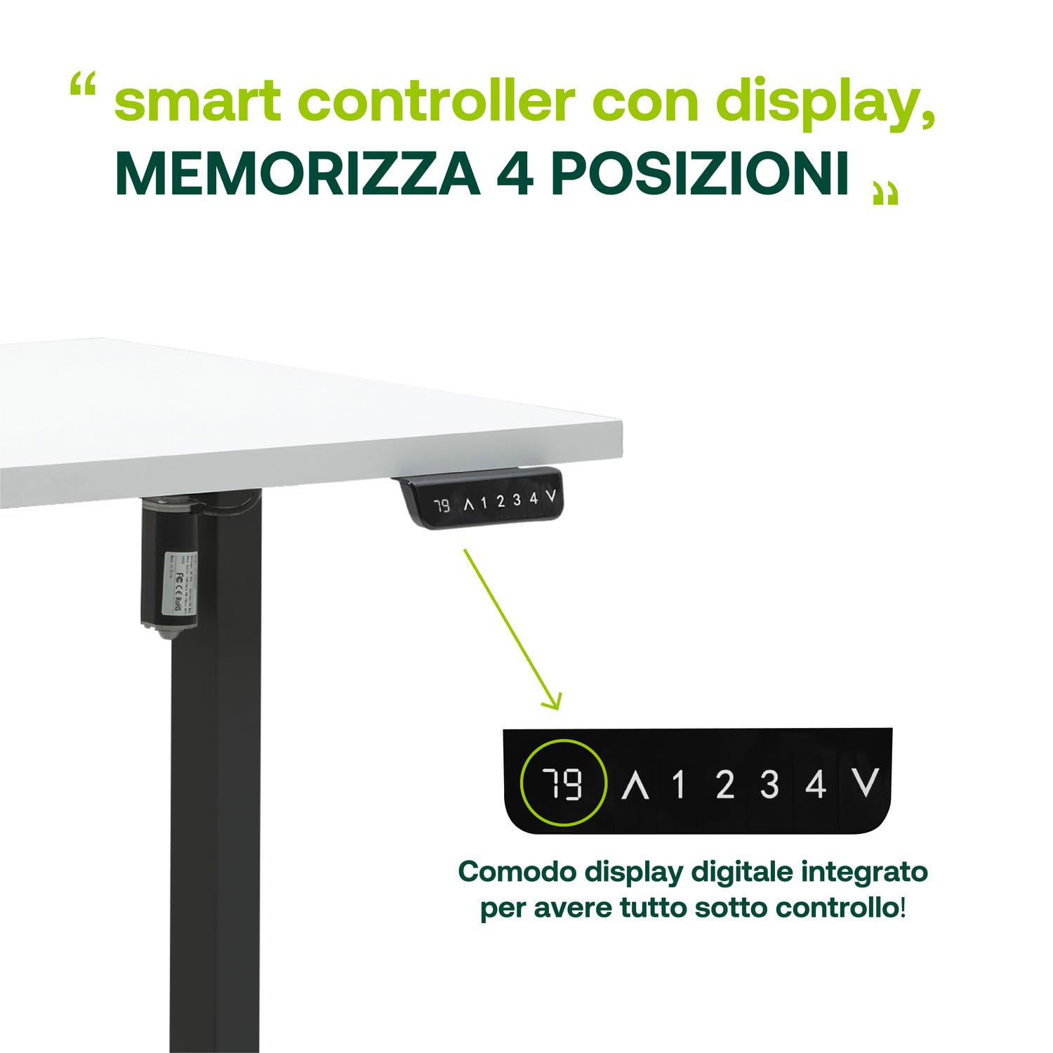 Composad Energia scrivania altezza regolabile 150x69 bianco laccato nero