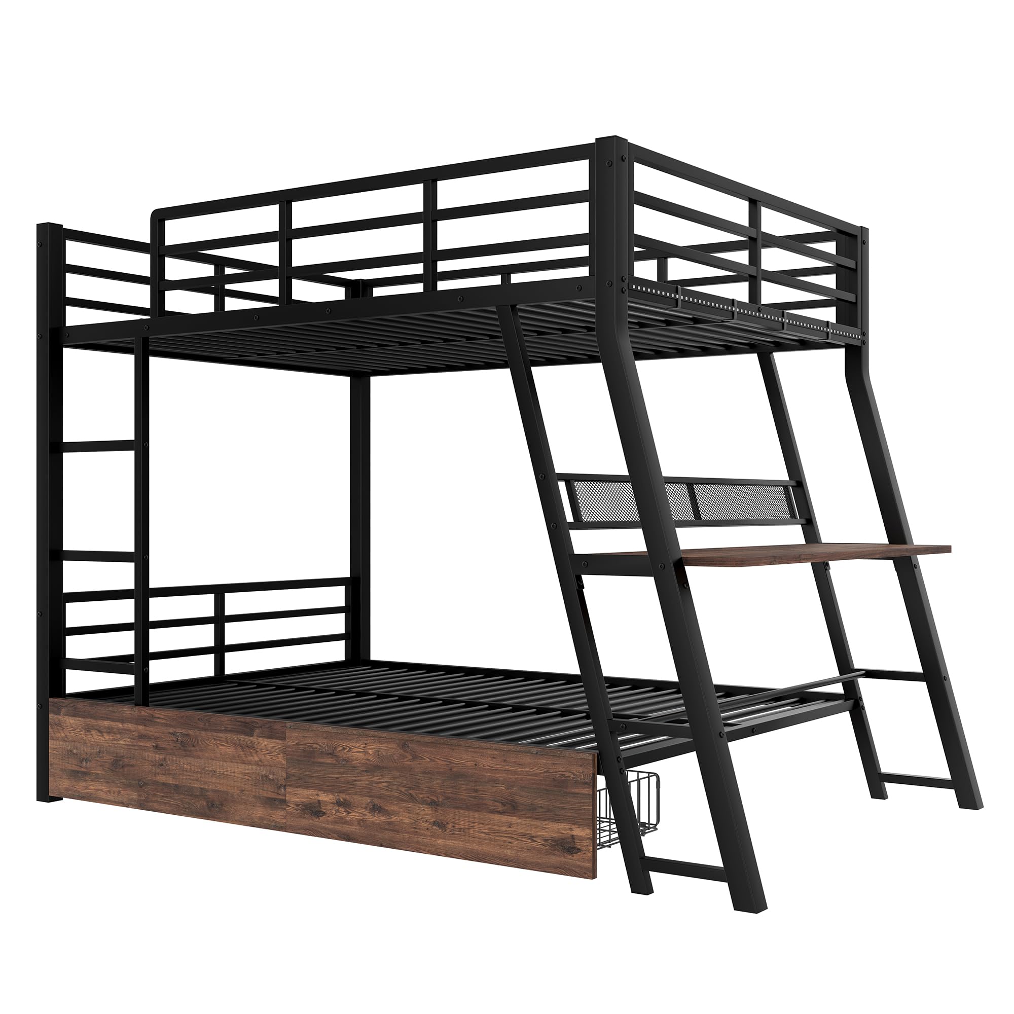 Dolamaní Letto a Soppalco 140x200 con Scrivania Nero in Metallo