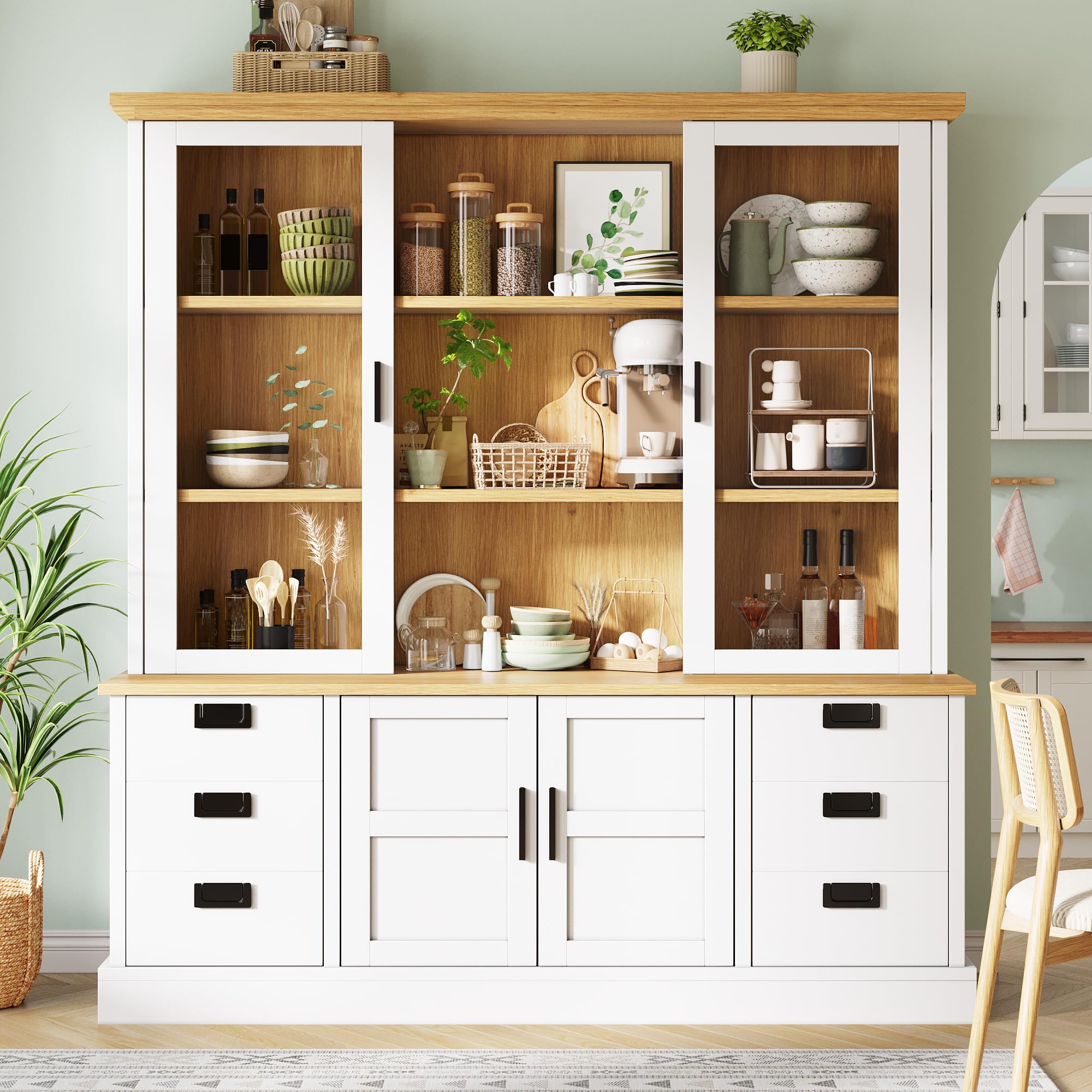 Dolamaní Credenza Alta 140x40x185 cm 6 Cassetti Vetro