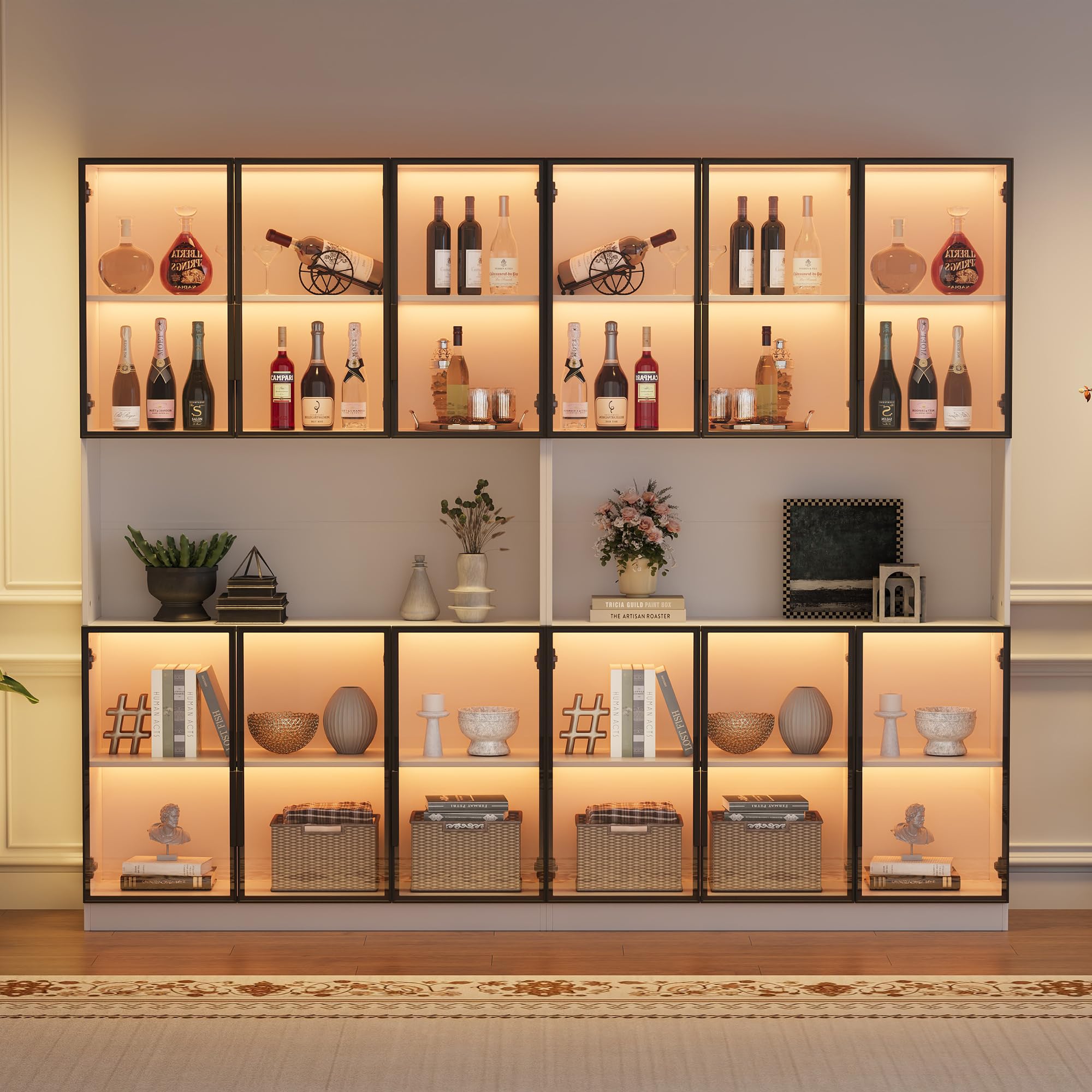 Dolamaní Vetrina LED Bianca 240x34x200 cm 12 Ante Vetro