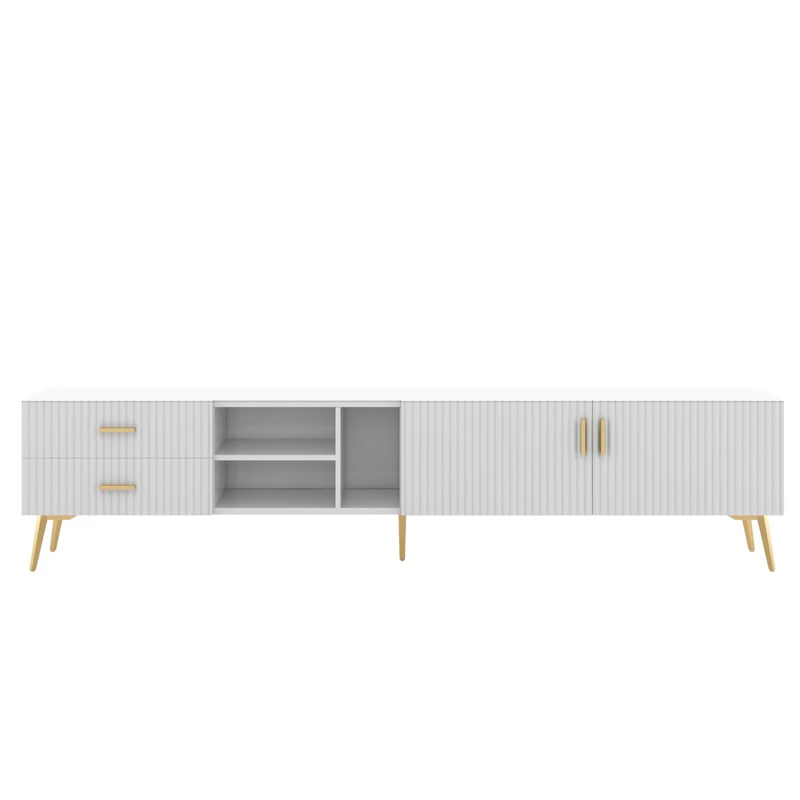 Dolamaní Mobile TV 180 cm Bianco Oro con Cassetti stile moderno