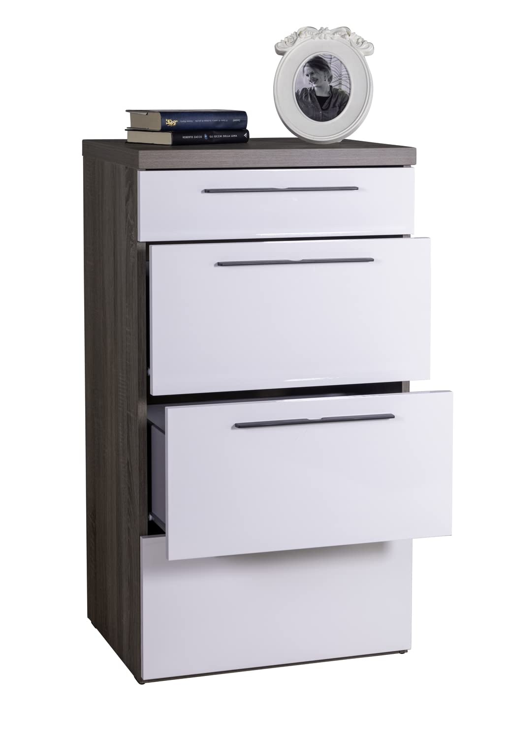 COMPOSAD Cassettiera Momenti 4 cassetti bianco rovere