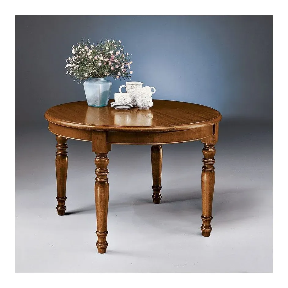 Epocantica tavolo rotondo allungabile legno massello gambe tornite